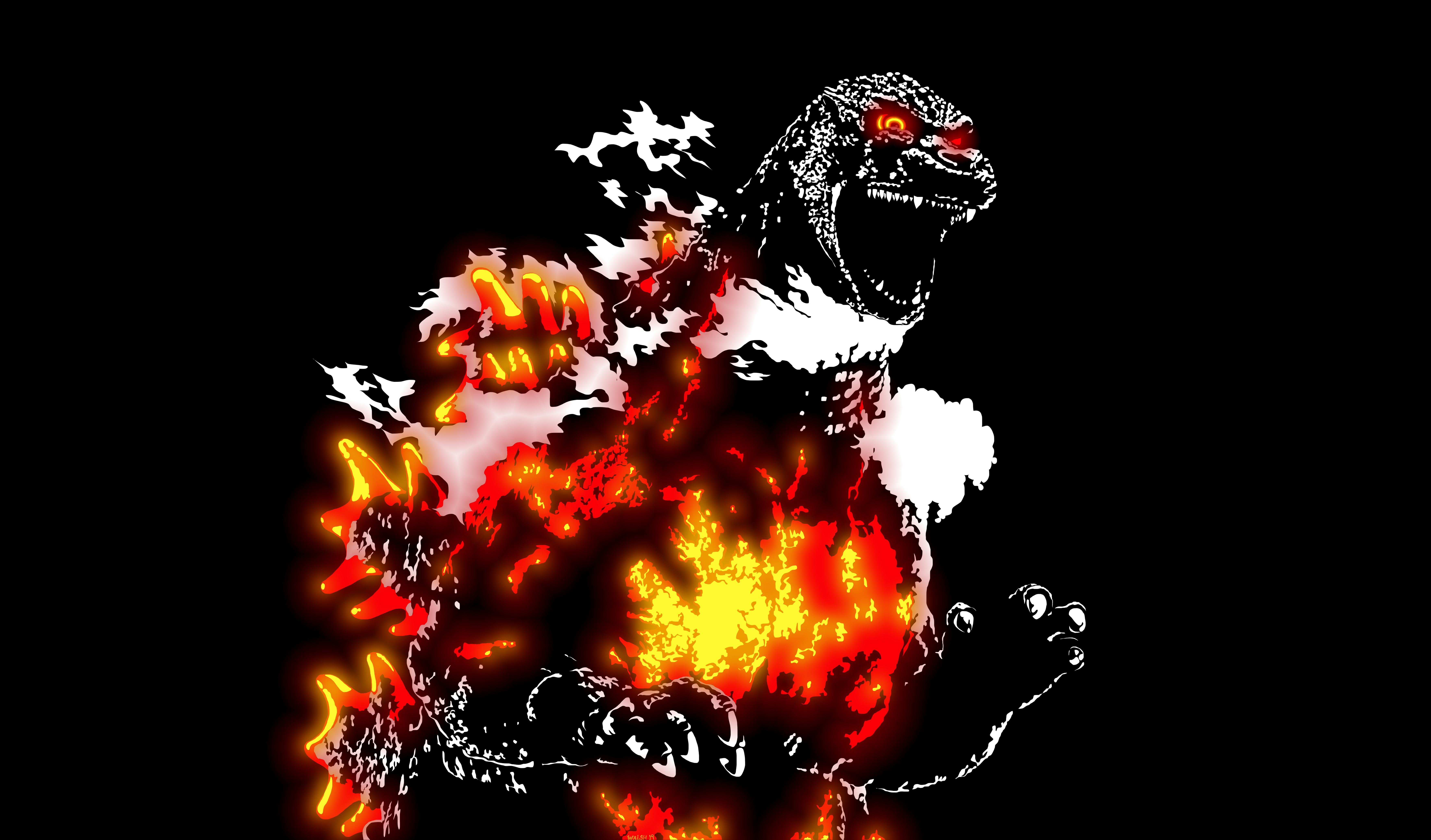 Burning Godzilla 1995 Glow Version Custom Background