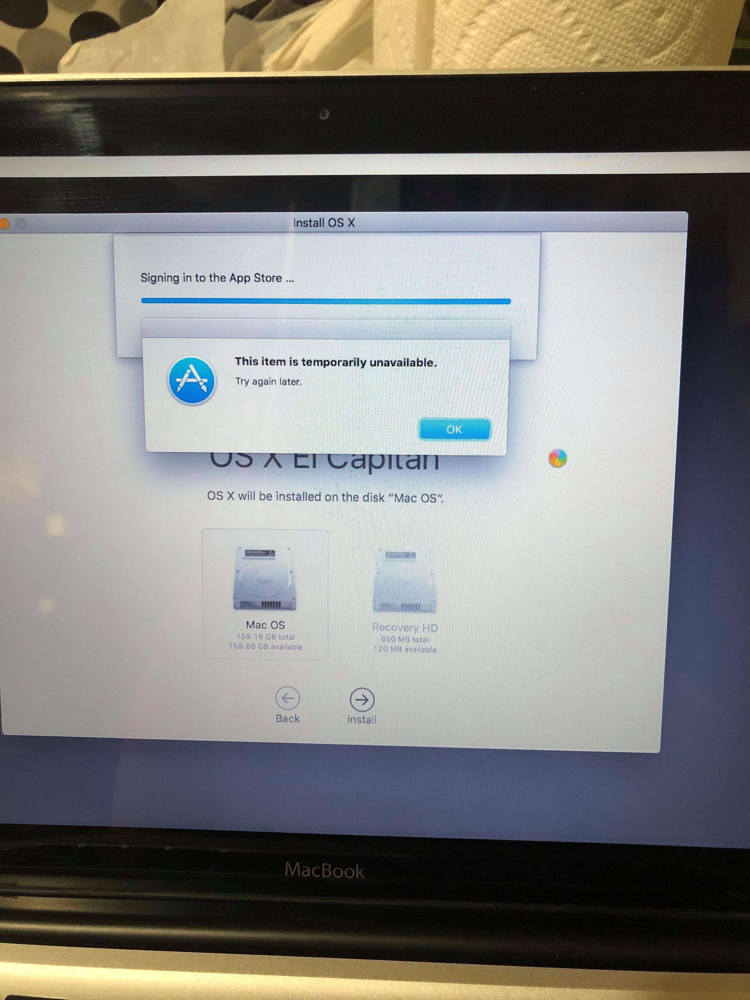 Trying to reinstall El Capitan on my MacBook Pro 2008. Any idea how to