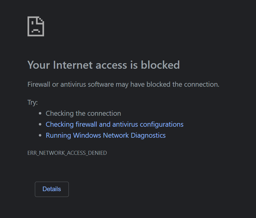 "Your access is blocked" Only when NordVPN is ON. It happens