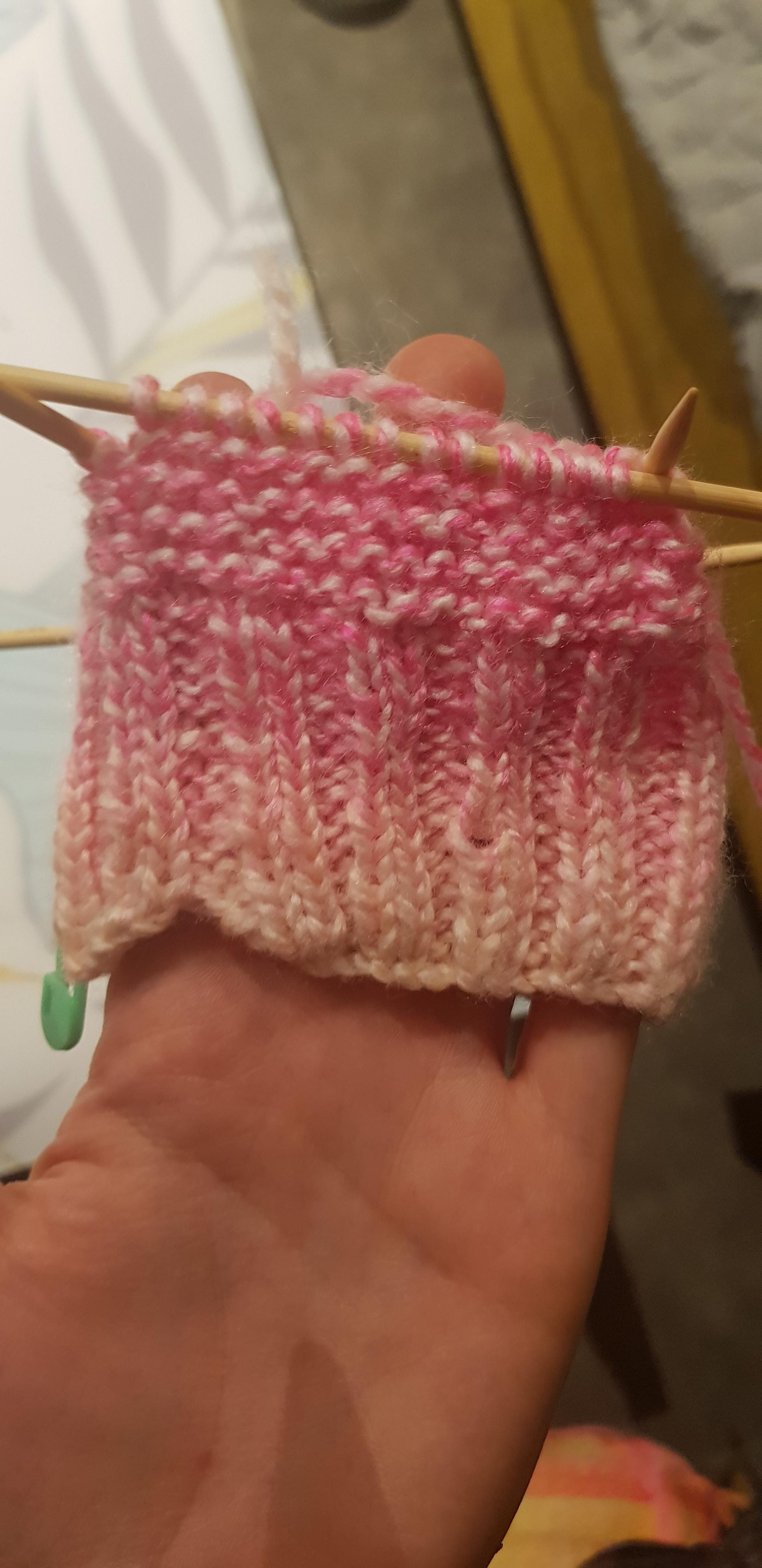 Knitting my first sock on DPNs alternating a knit row and purl row