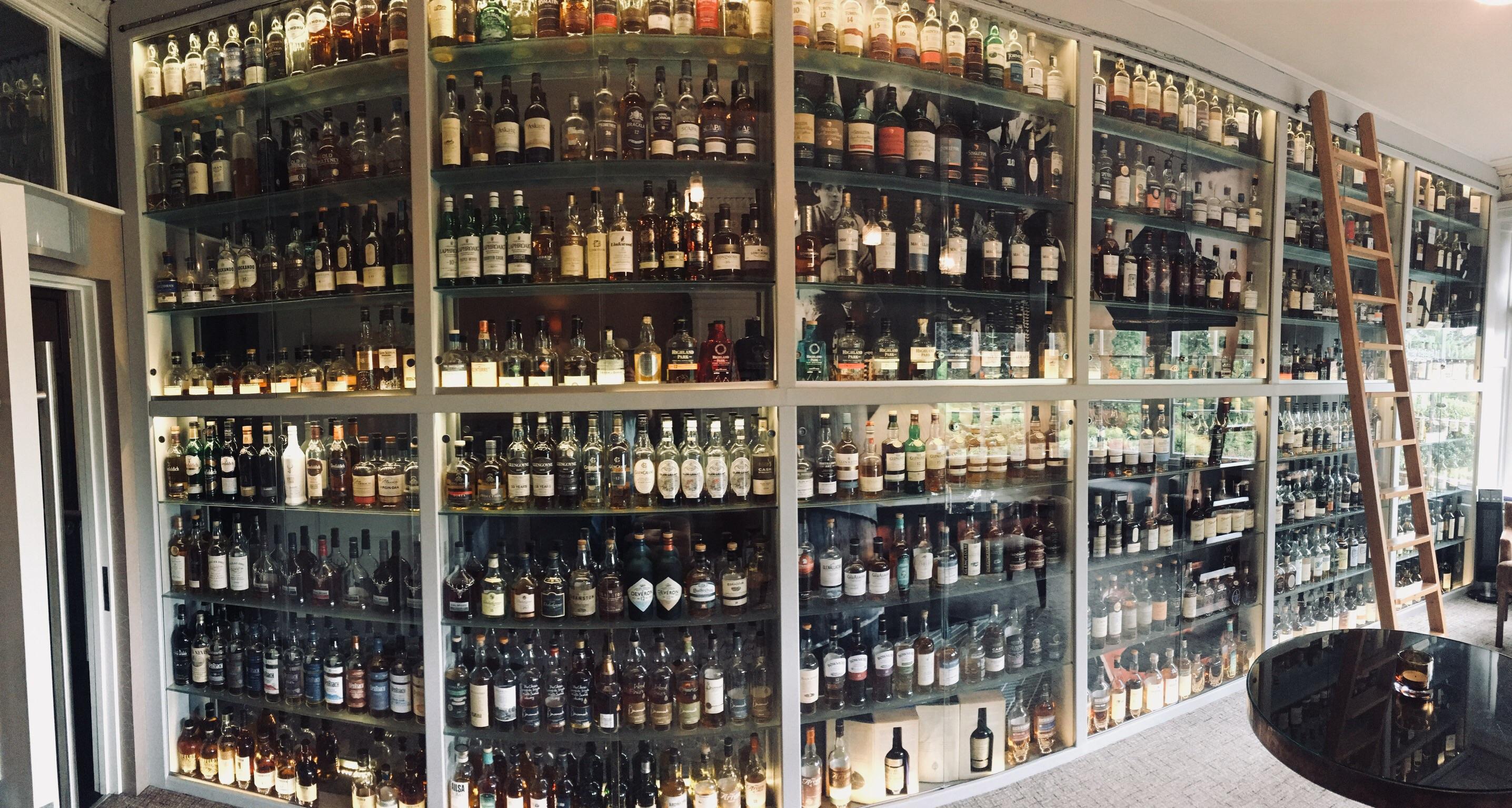 The whisky snug at the Dowans Hotel in Aberlour, Scotland. This is a