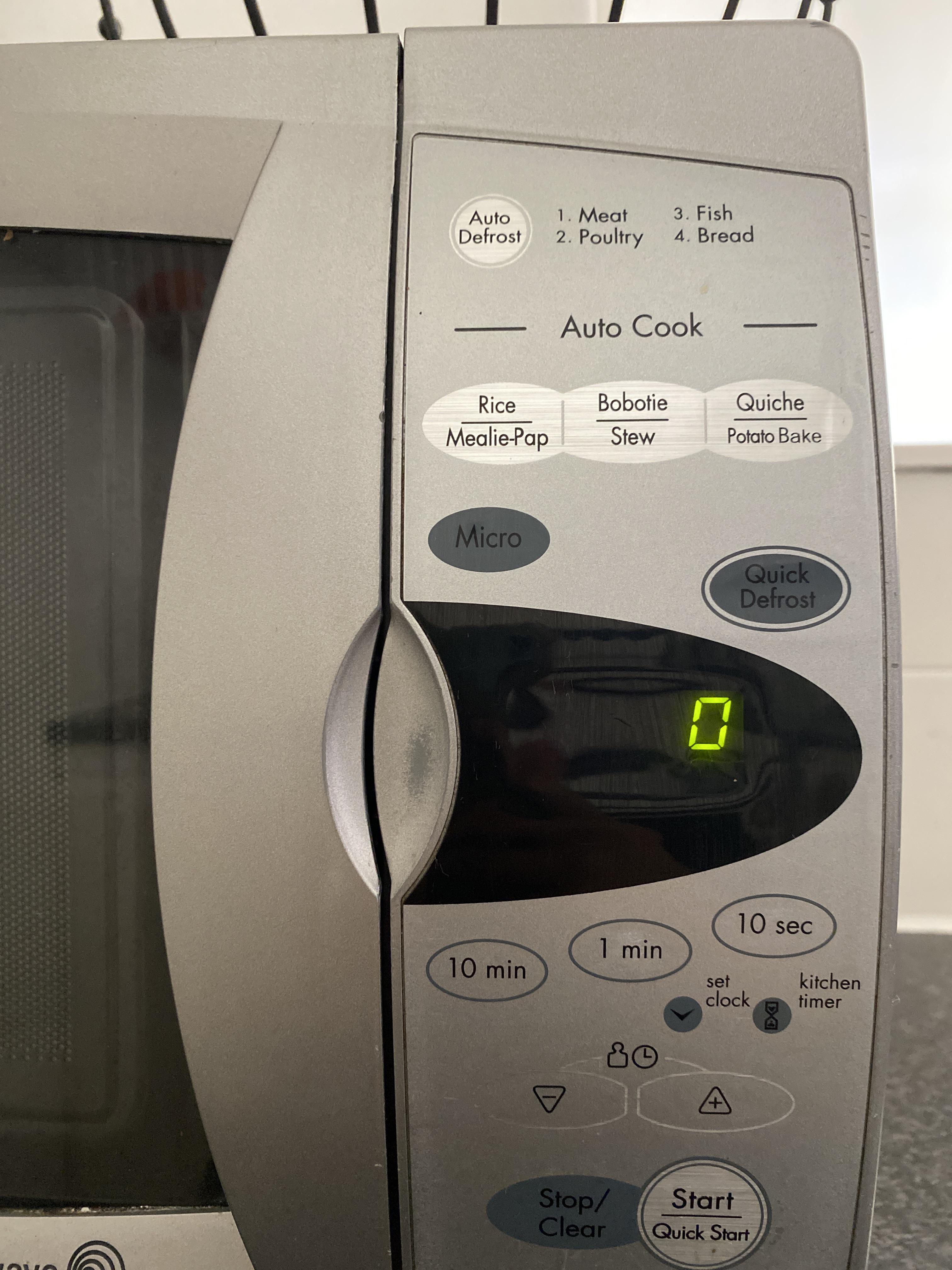 My microwave has some distinctly South African meals on it r