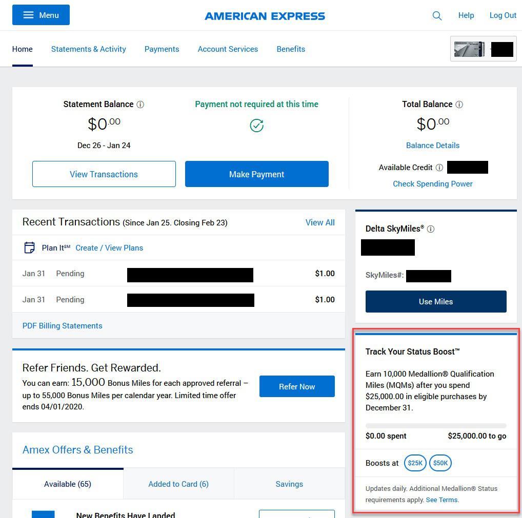 Delta Track Your Status Boost (Bonus MQM Spend) Tracker amex