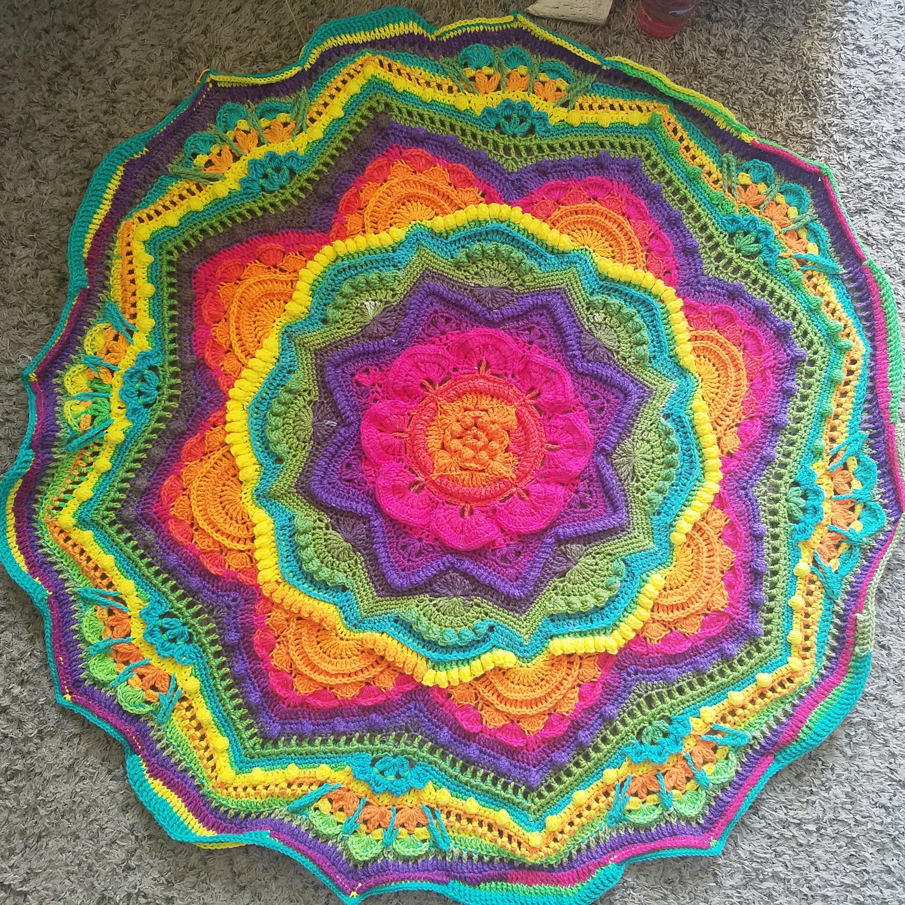 Mandala Madness progress. Lionbrand Mandala in Gnome w/ 4mm hook. r