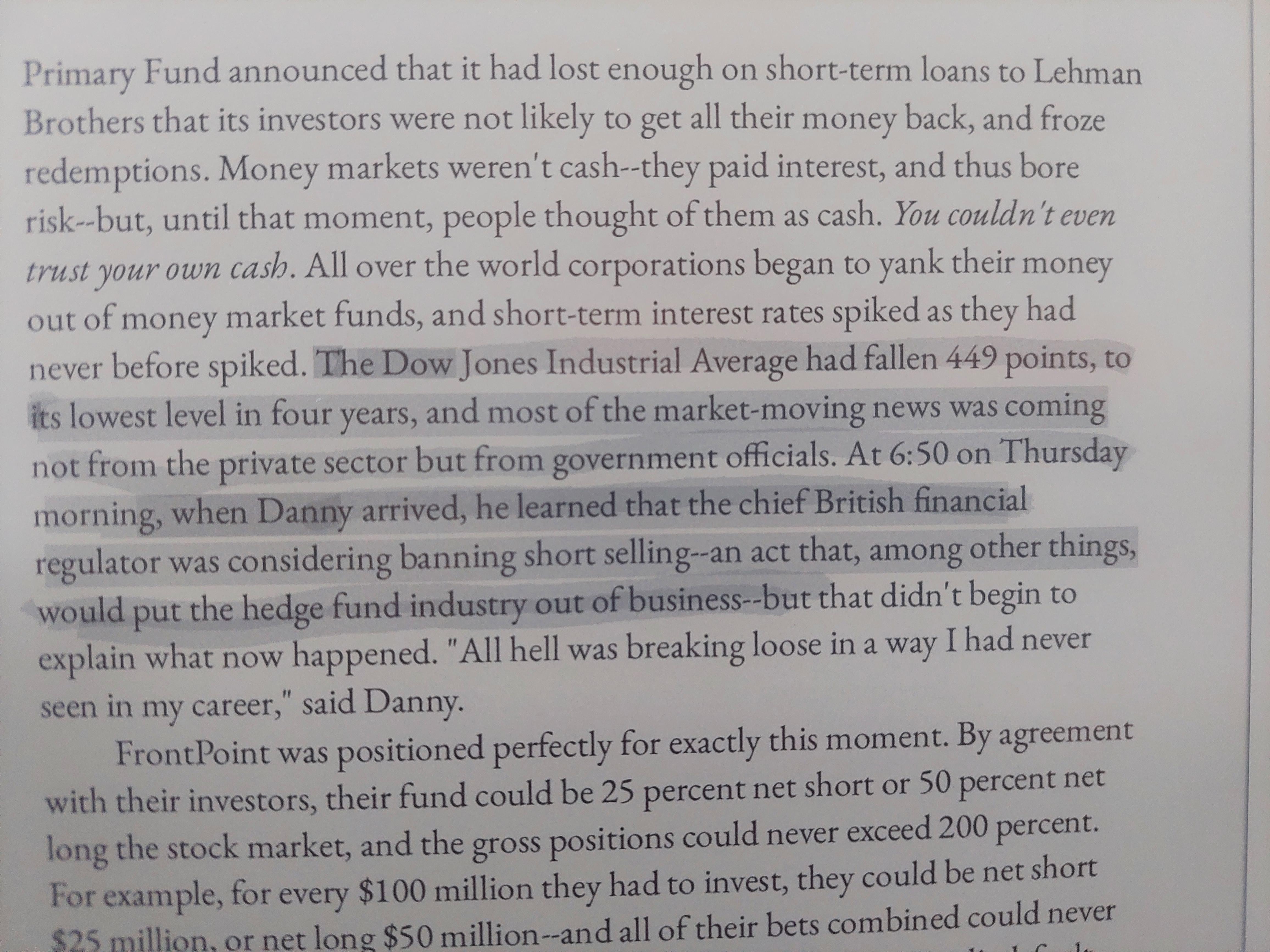 An interesting and relevant nugget from The Big Short book about short