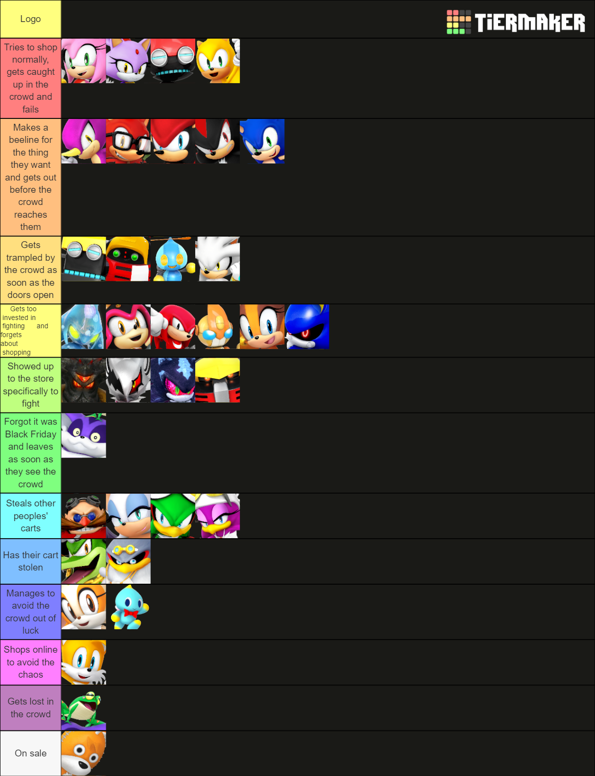 Black Friday Tier List Sonicthehedgehog