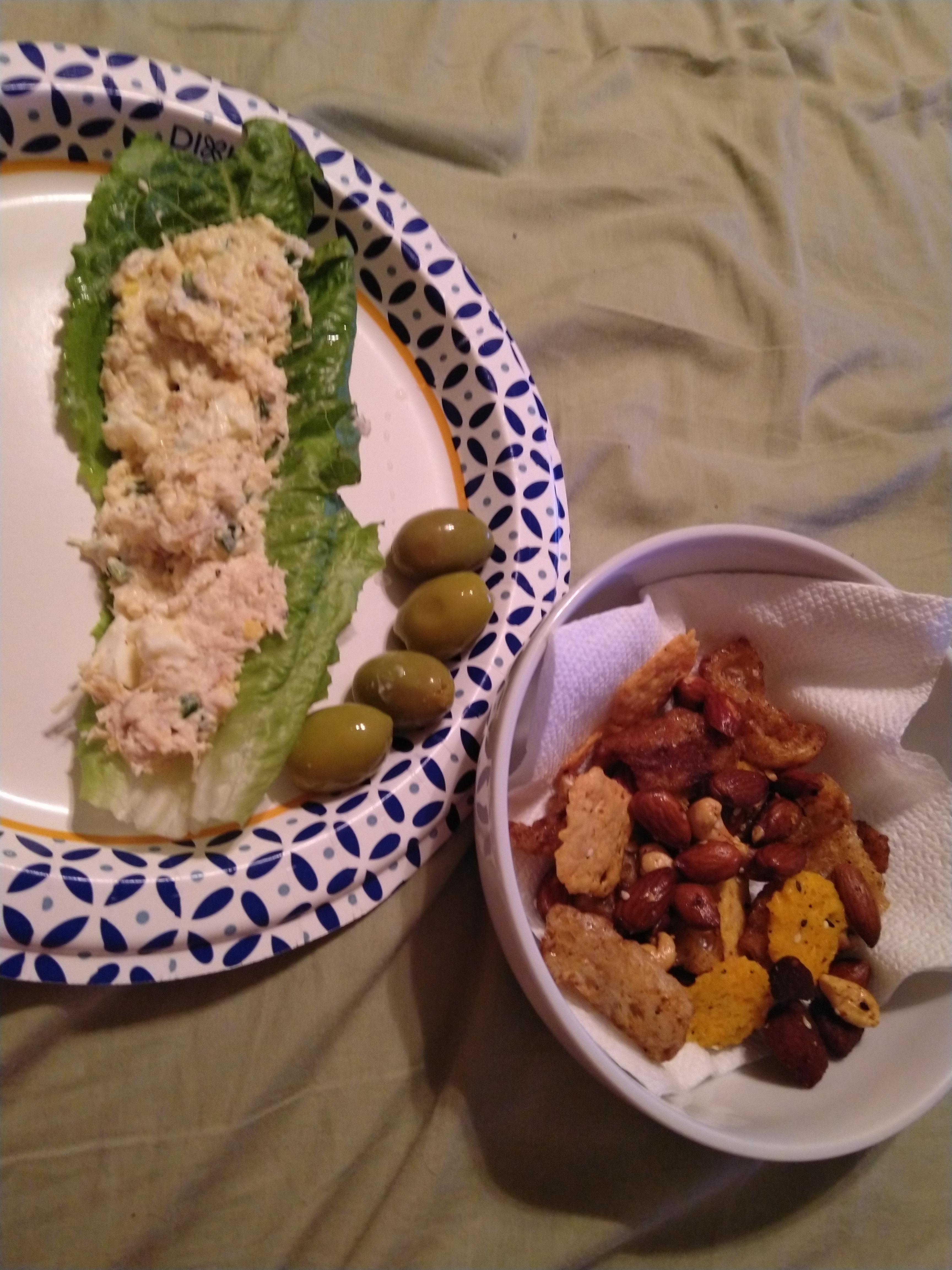Keto OMAD chicken salad lettuce wraps, blue cheese stuffed green