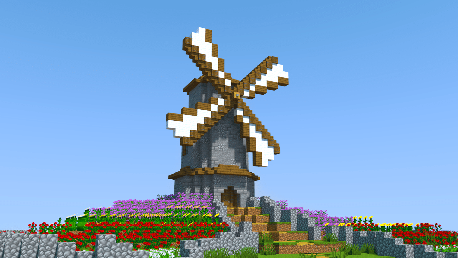 A Simple Stone Windmill I Made (tutorial in comments) r/Minecraftbuilds
