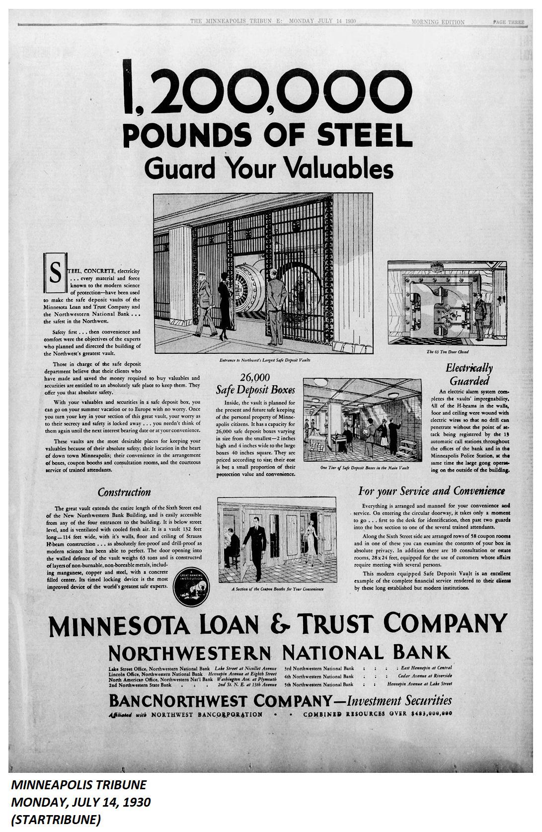 Northwestern National Bank 1930 (r/Minnesota_Archived) r/vintageads