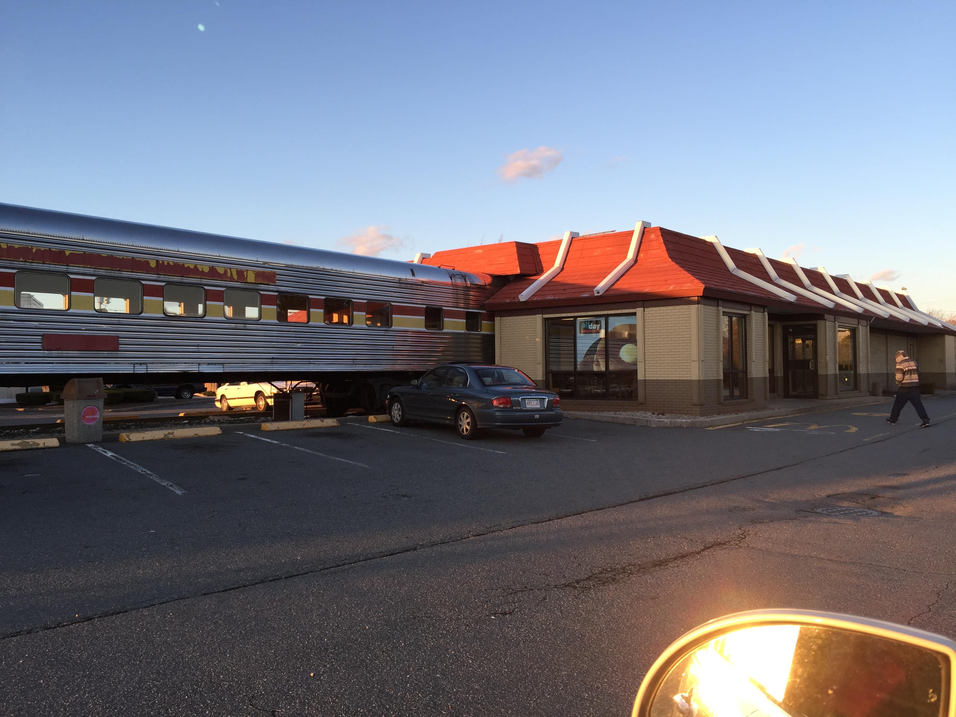 A McDonalds with a Train Attached in Fall River, MA [3264x2448] r