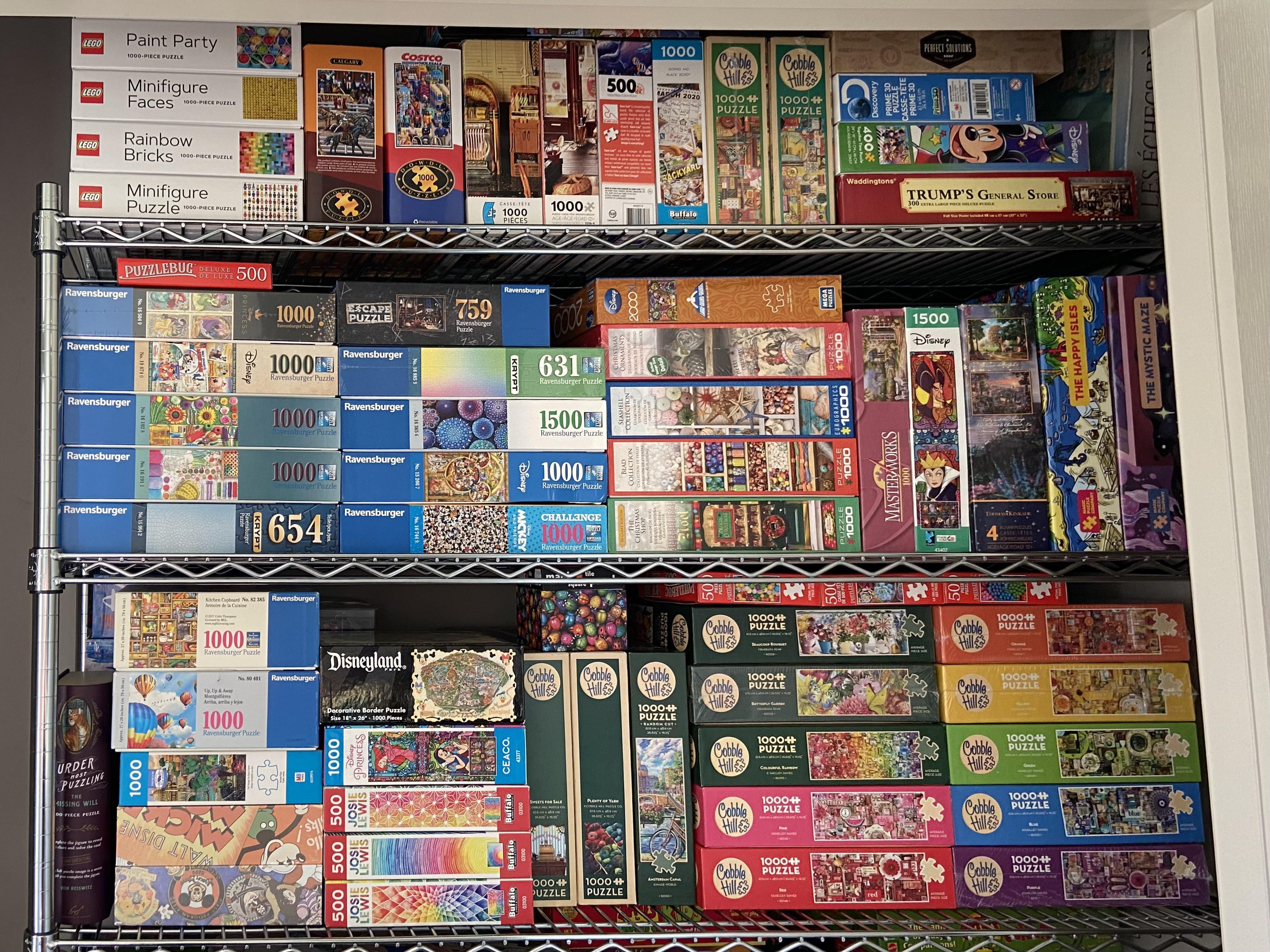 My puzzle collection after years of storing them in boxes and