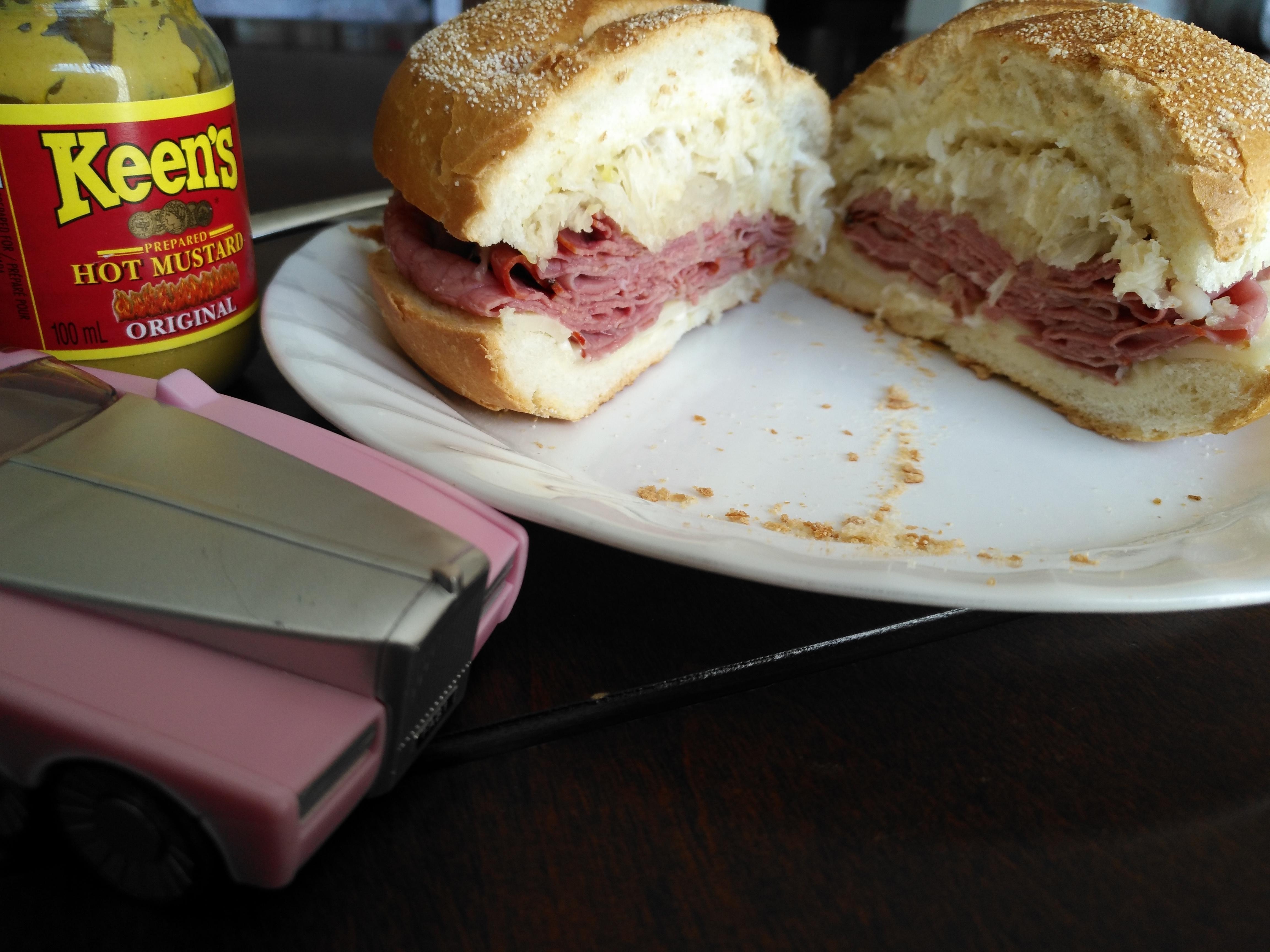 Seeing as we're all doing Rubens. Hot pastrami, swiss and sauerkraut