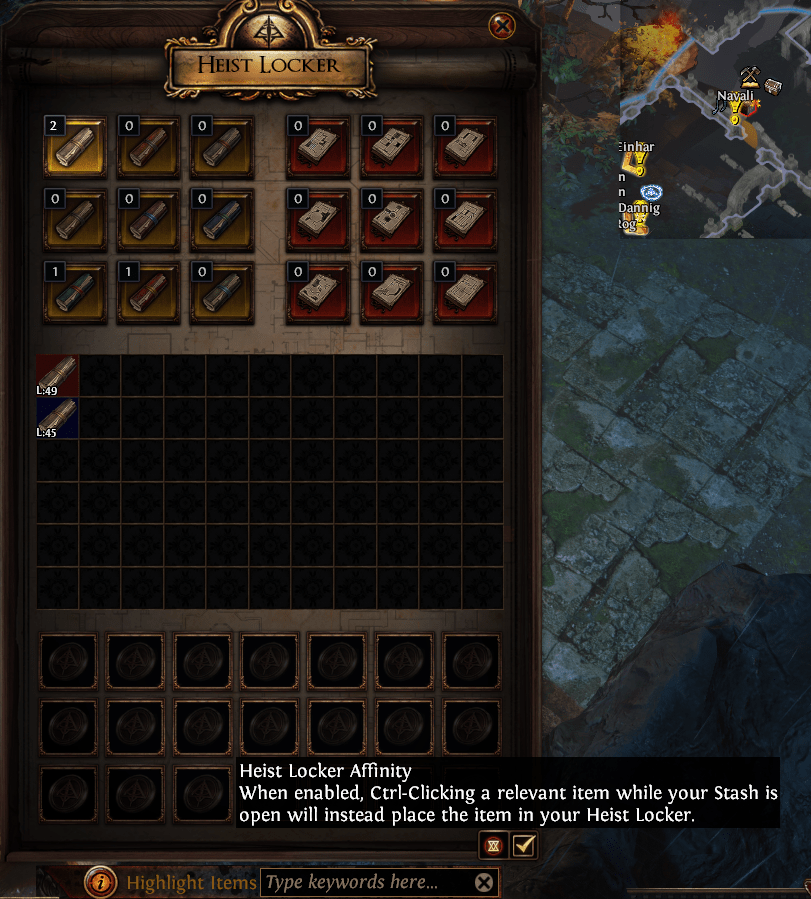 Do not that now you can activate affinity for Heist locker and