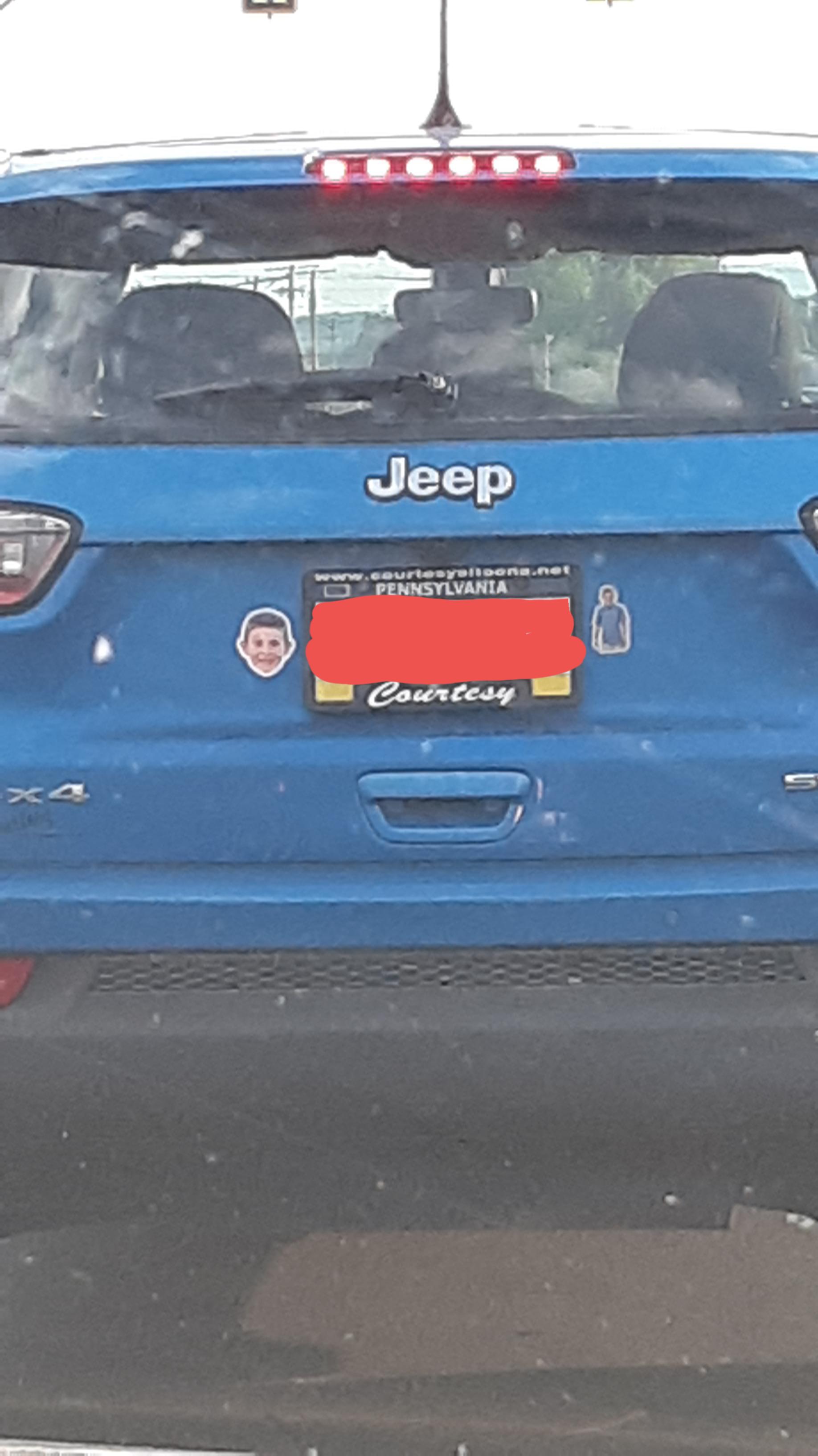 I keep seeing cars in the Altoona area with stickers of this kid on