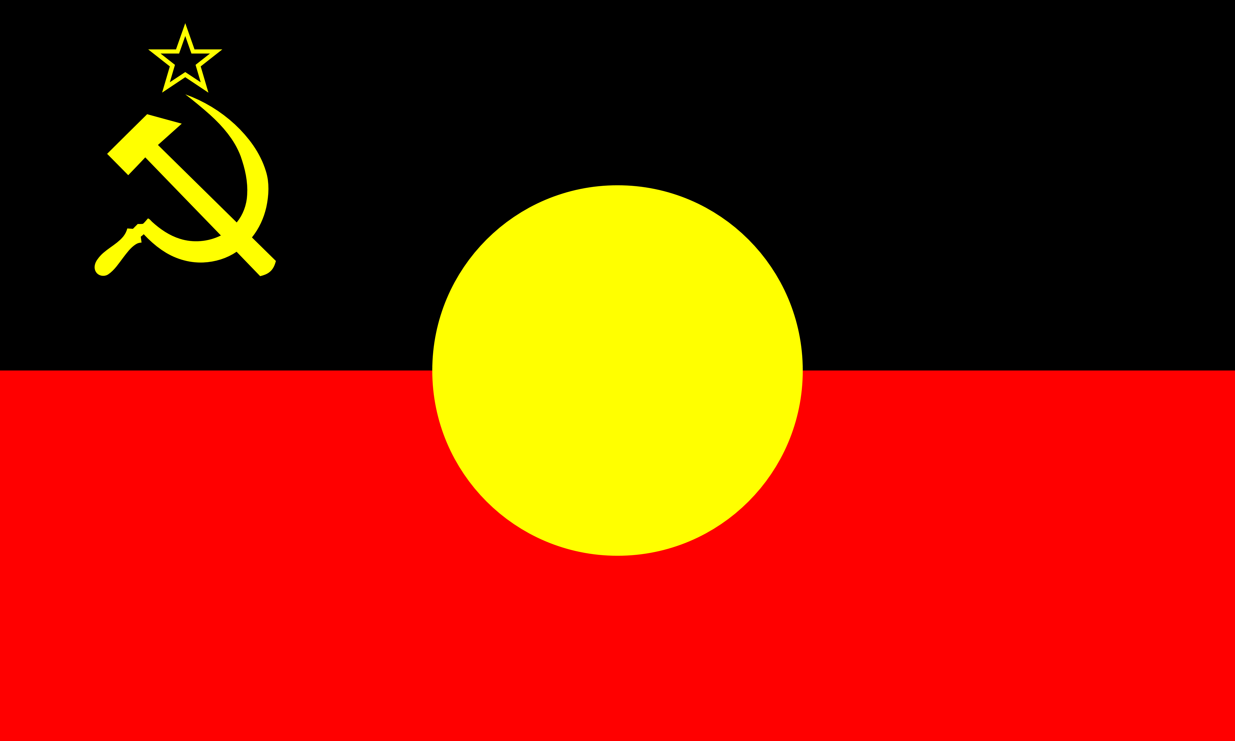 Australian Indigenous Flag with Hammer & Sickle & a star. Suggestions