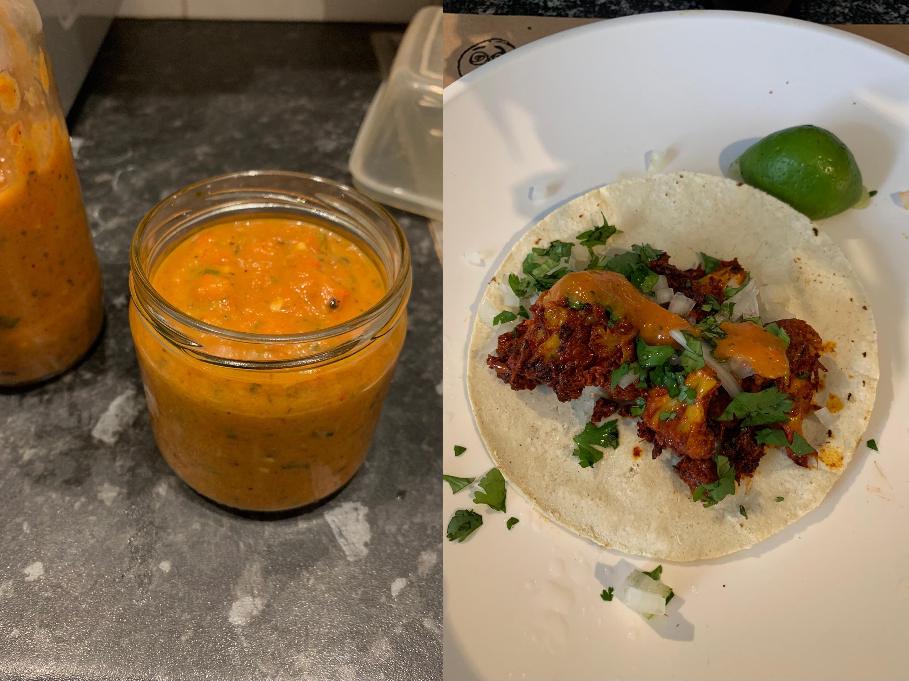 Mango habanero salsa (on cauliflower al pastor tacos) r/SalsaSnobs