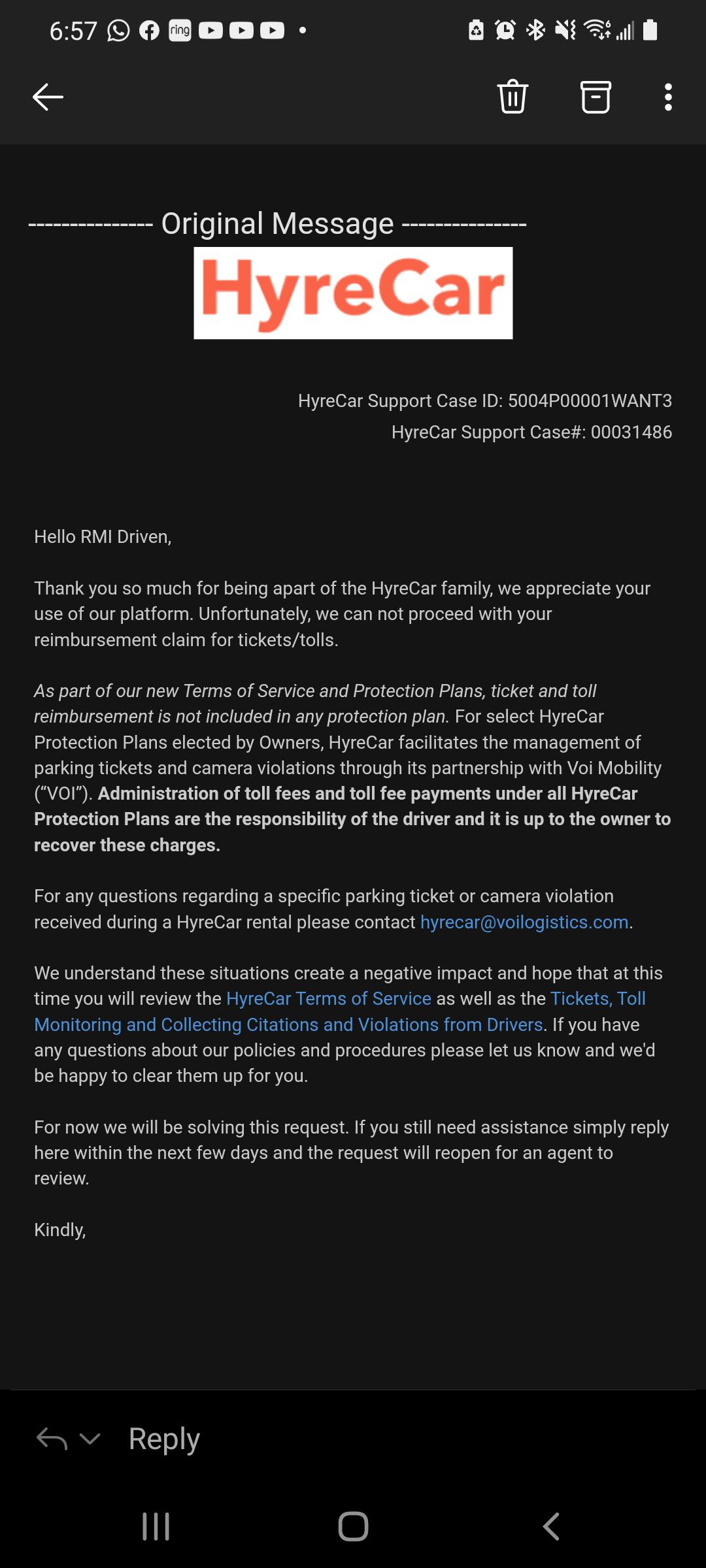 don't rent your car on Hyrecar in area that has tolls. Renters can