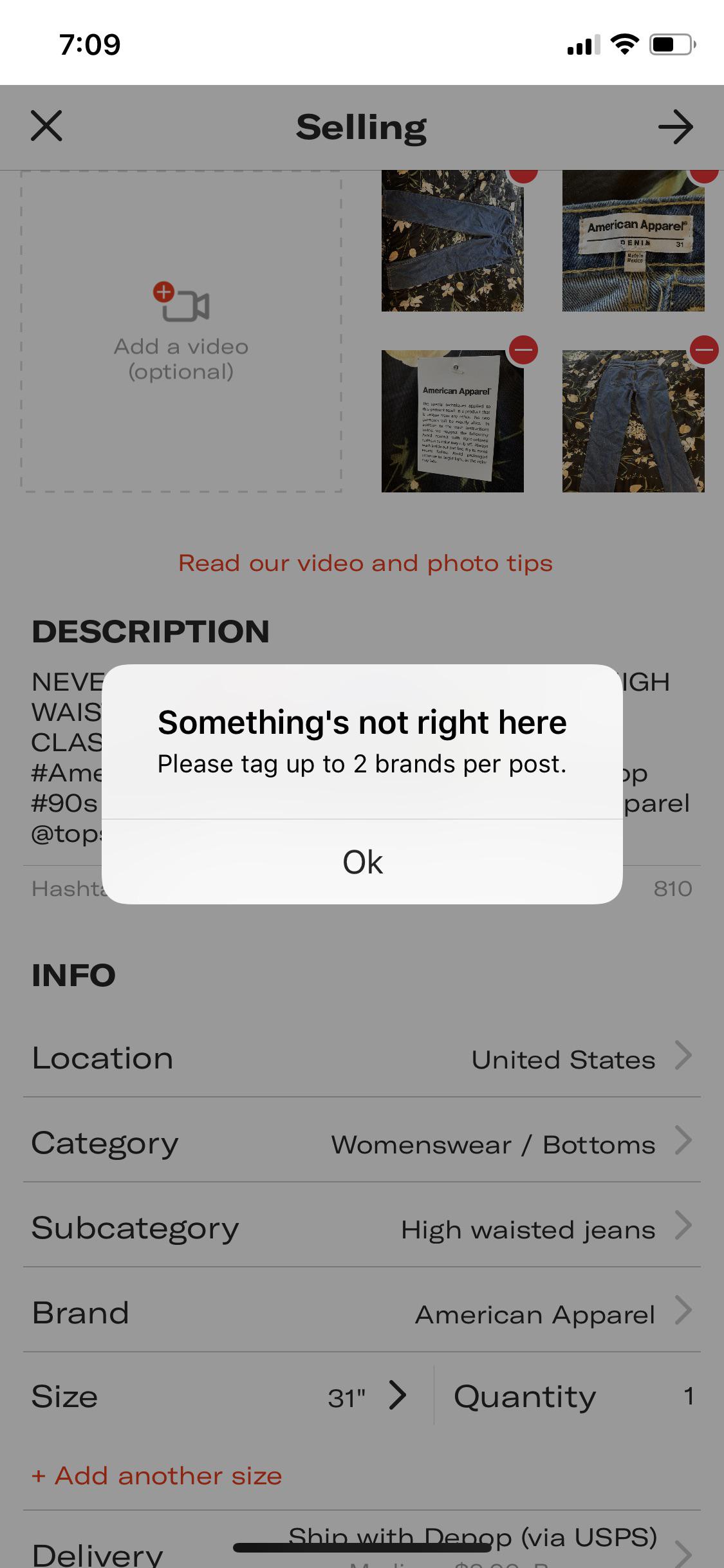 Not letting me post for some reason? r/Depop