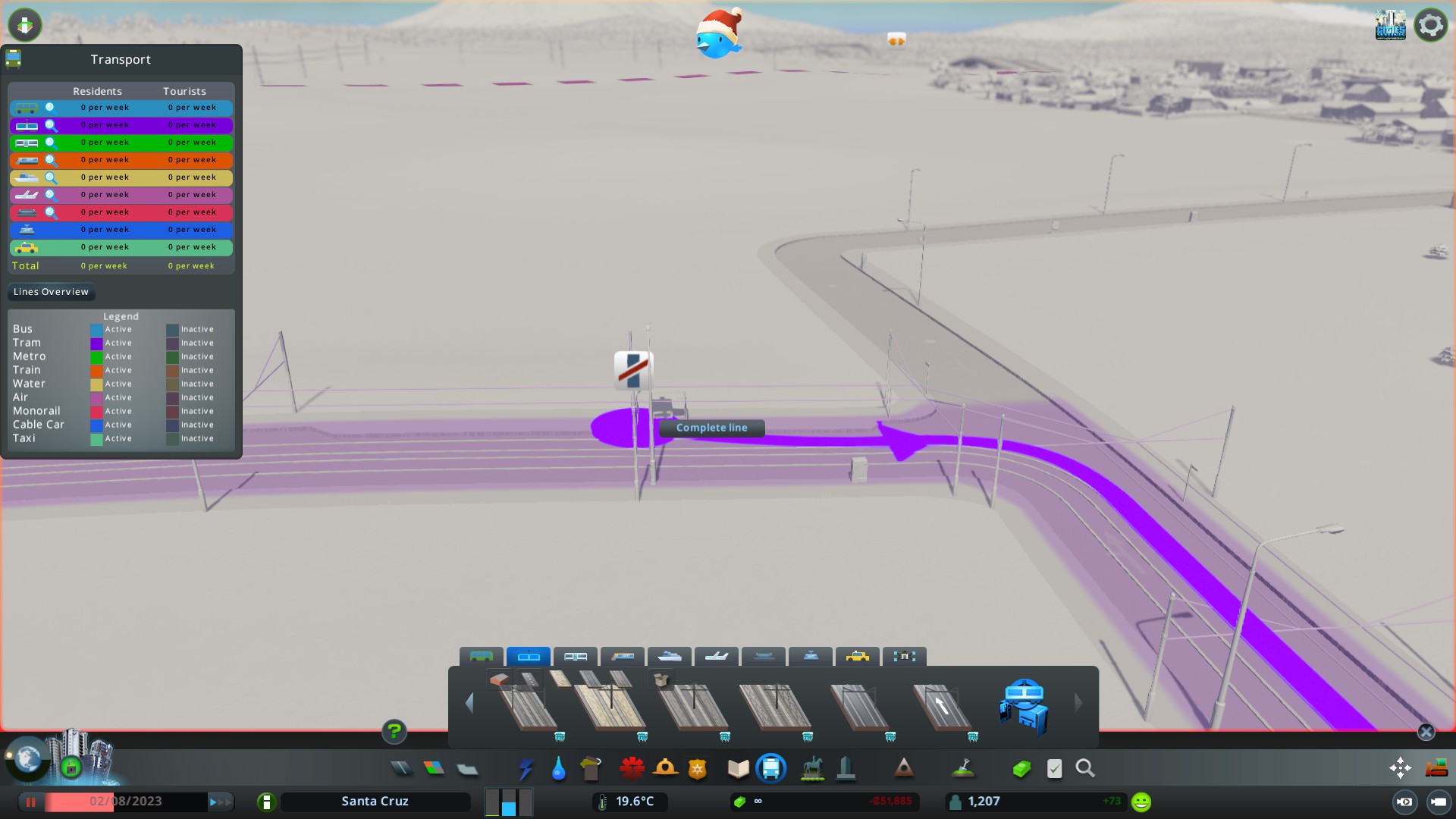 Why wont my tram line be completed? I tried clicking on it but it wont