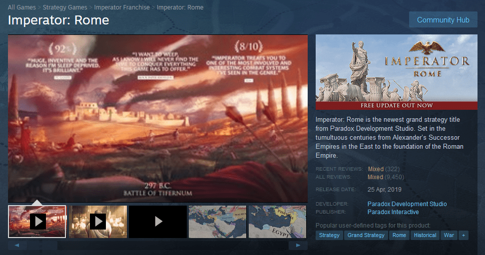 Imperator : Rome 's Overall Steam reviews have finally become Mixed : r