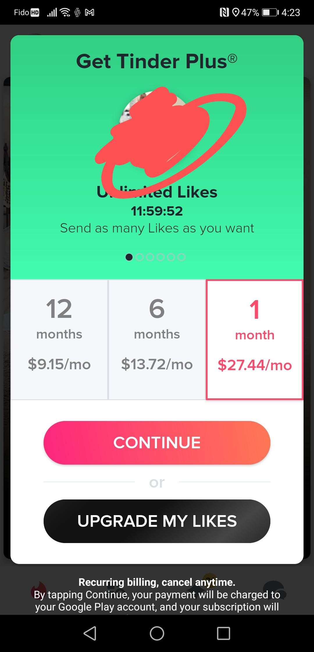 almost 30 a month for tinder+? I get I'm Canadian but geeze r/Tinder