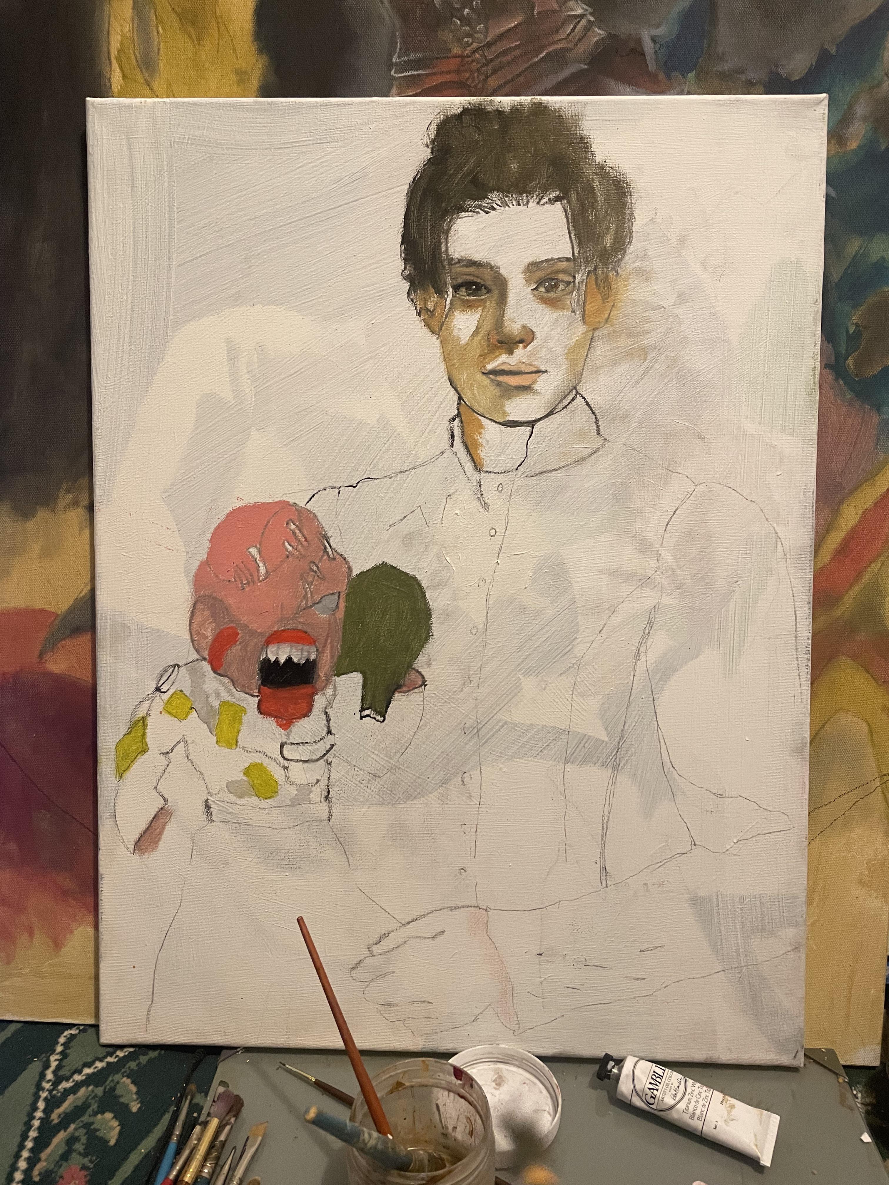 I’m trying to paint a beautiful oil painting of miss Bienevito with a