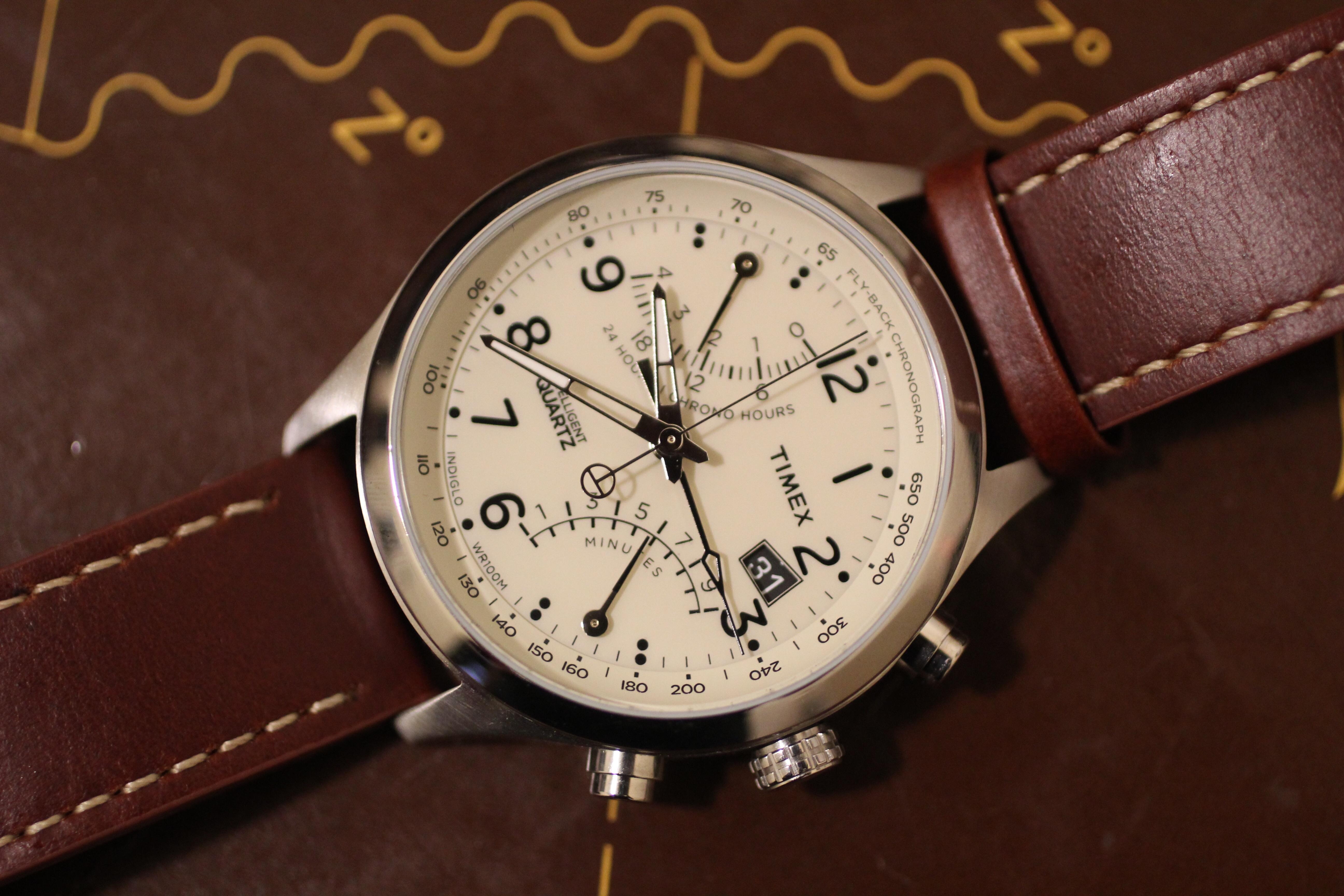 [Timex] Flyback Chronograph w/ Brown Leather Strap r/Watches