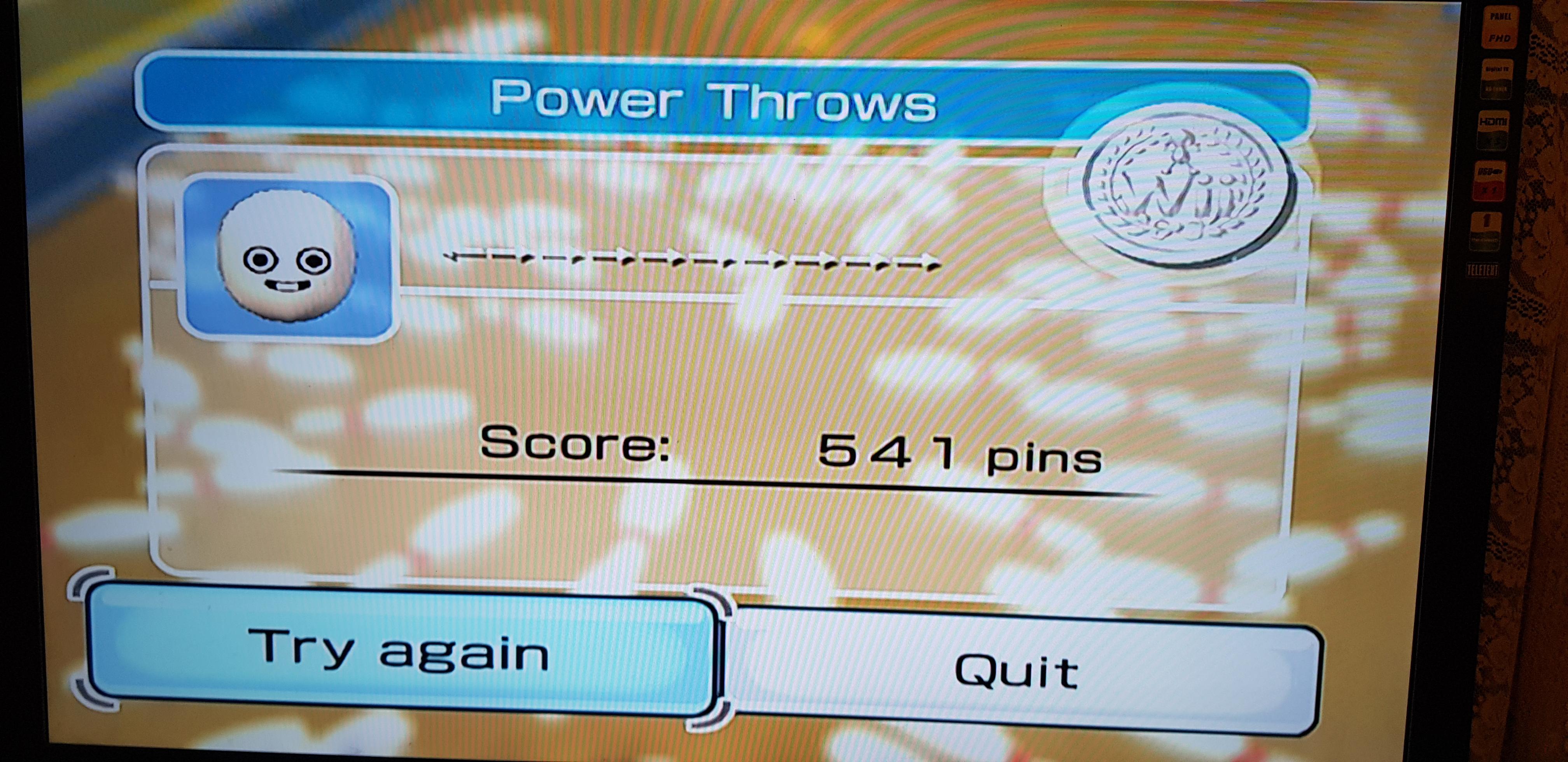 my highest score in wii sports power throws r/WiiSports