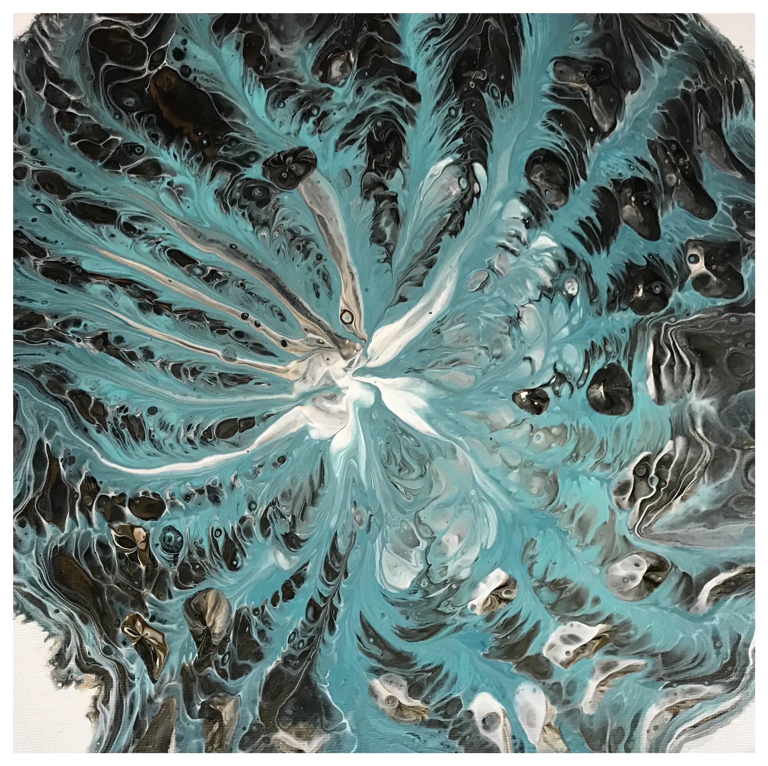 It’s a colander acrylic pour! I Poured paint through a colander! r