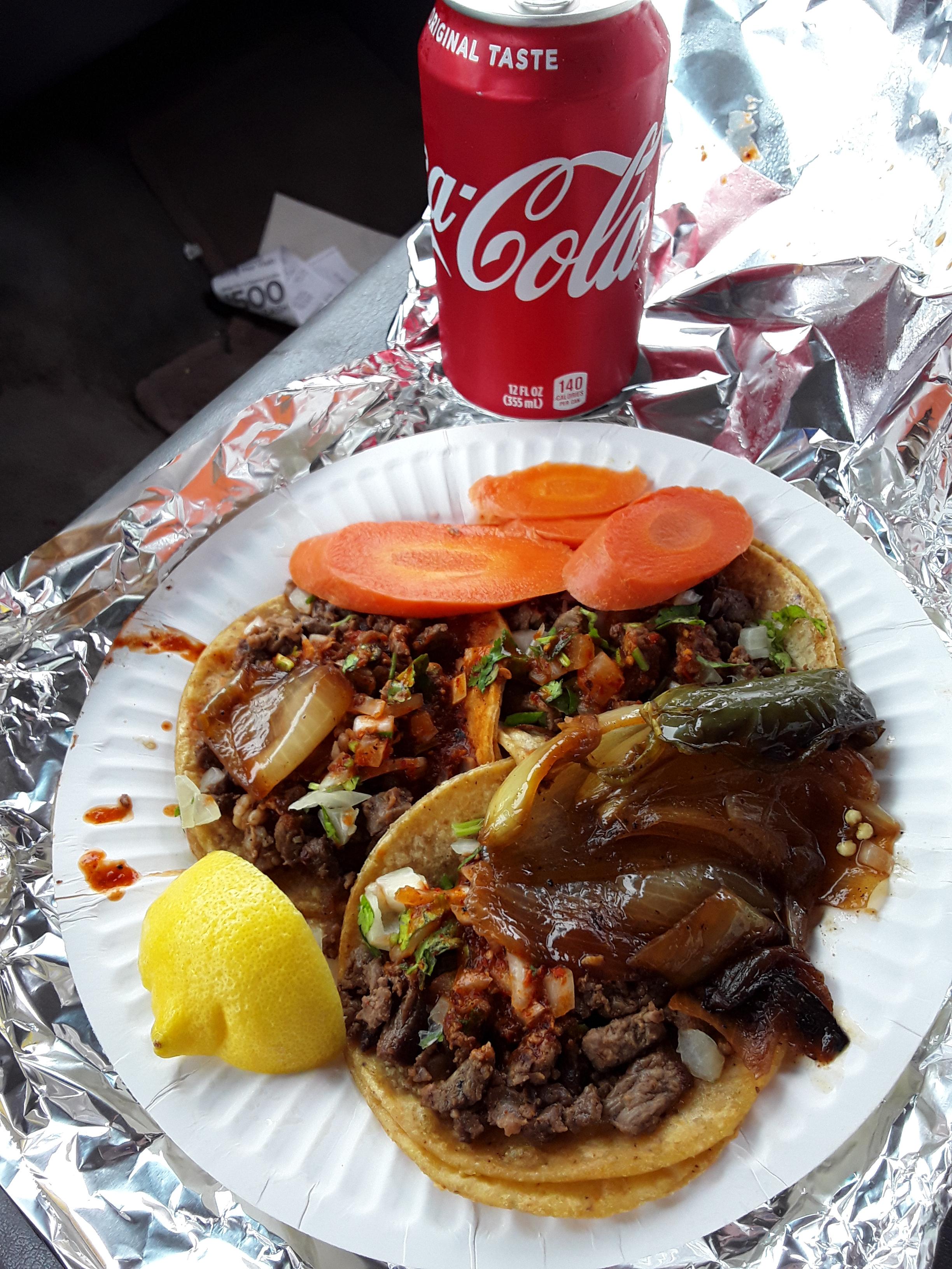 Lunch time from the Taco truck Tres de asada con todo! r/tacos