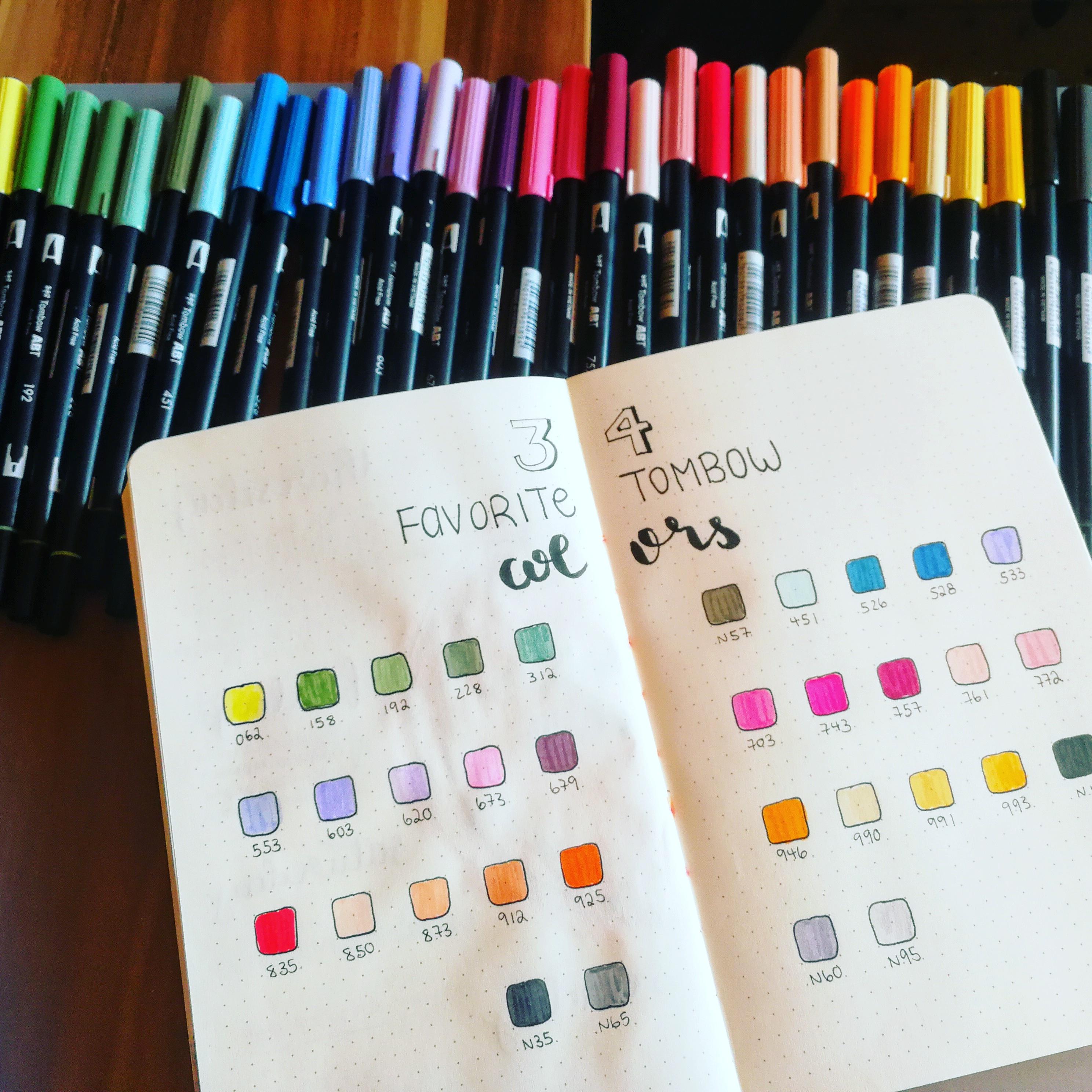 My 34 favorite colors of tombow dual brush pens 😍 r/bulletjournal