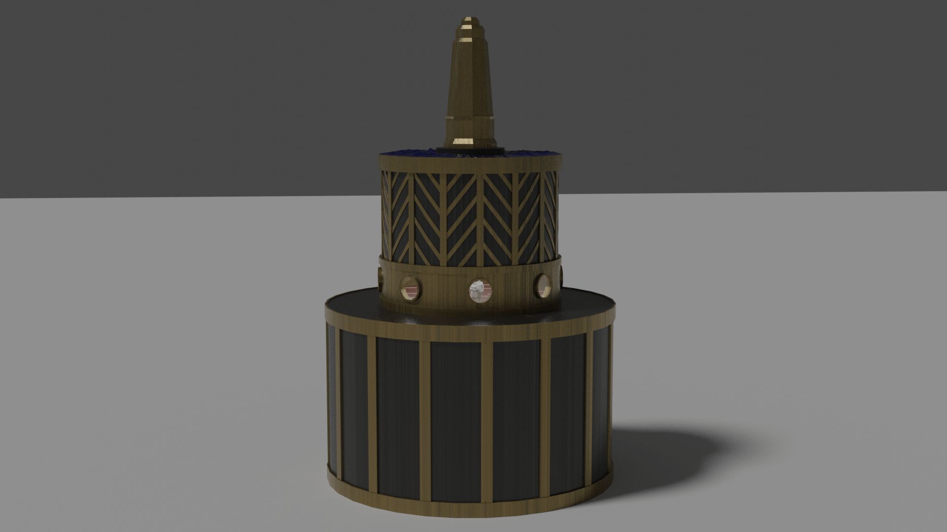 Using Blender to plan out our wedding cake. The center between the two