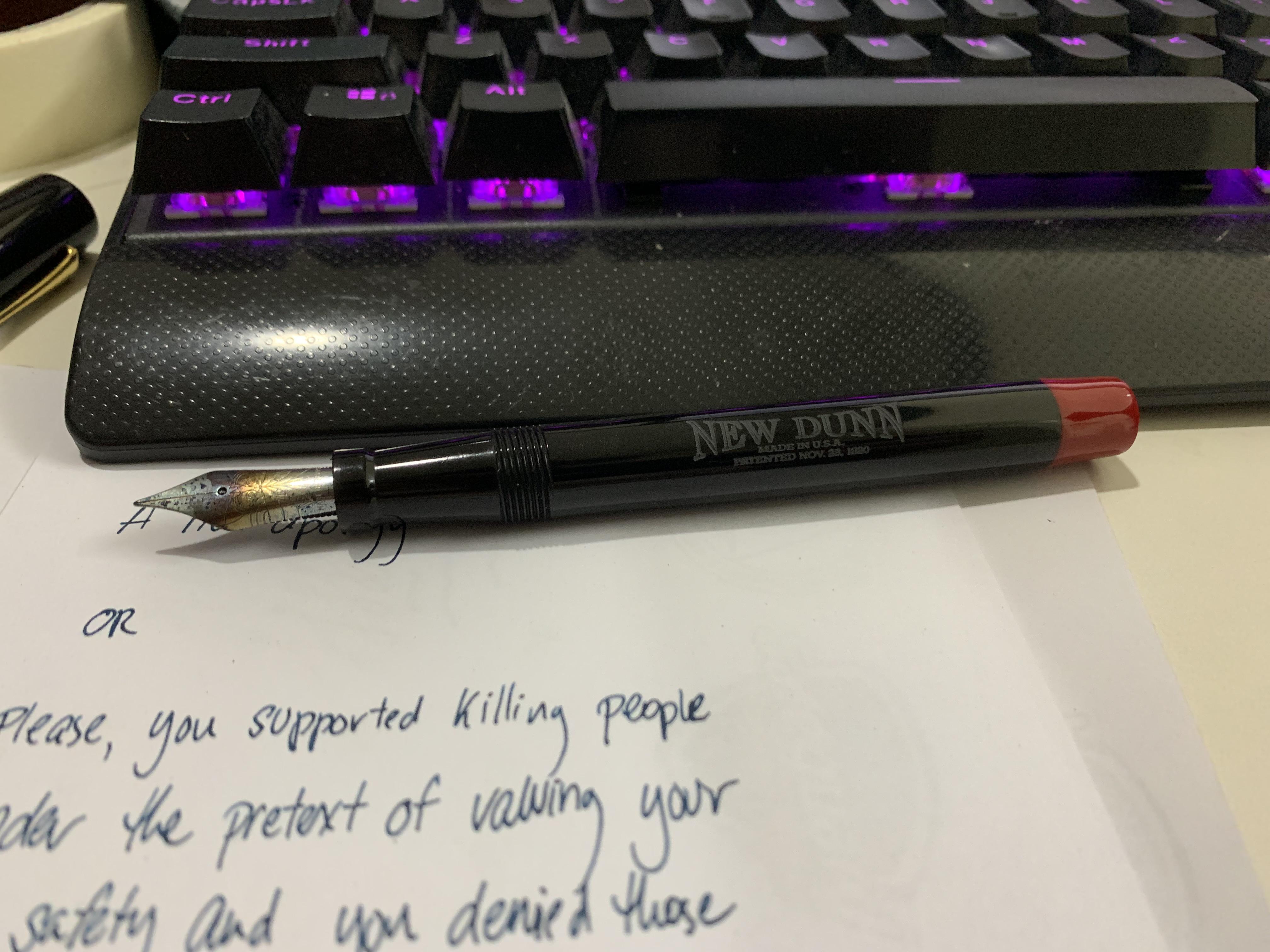 New Dunn Pen with a Nemosine Torched Reentry Nib (EF) Loaded with KWZ