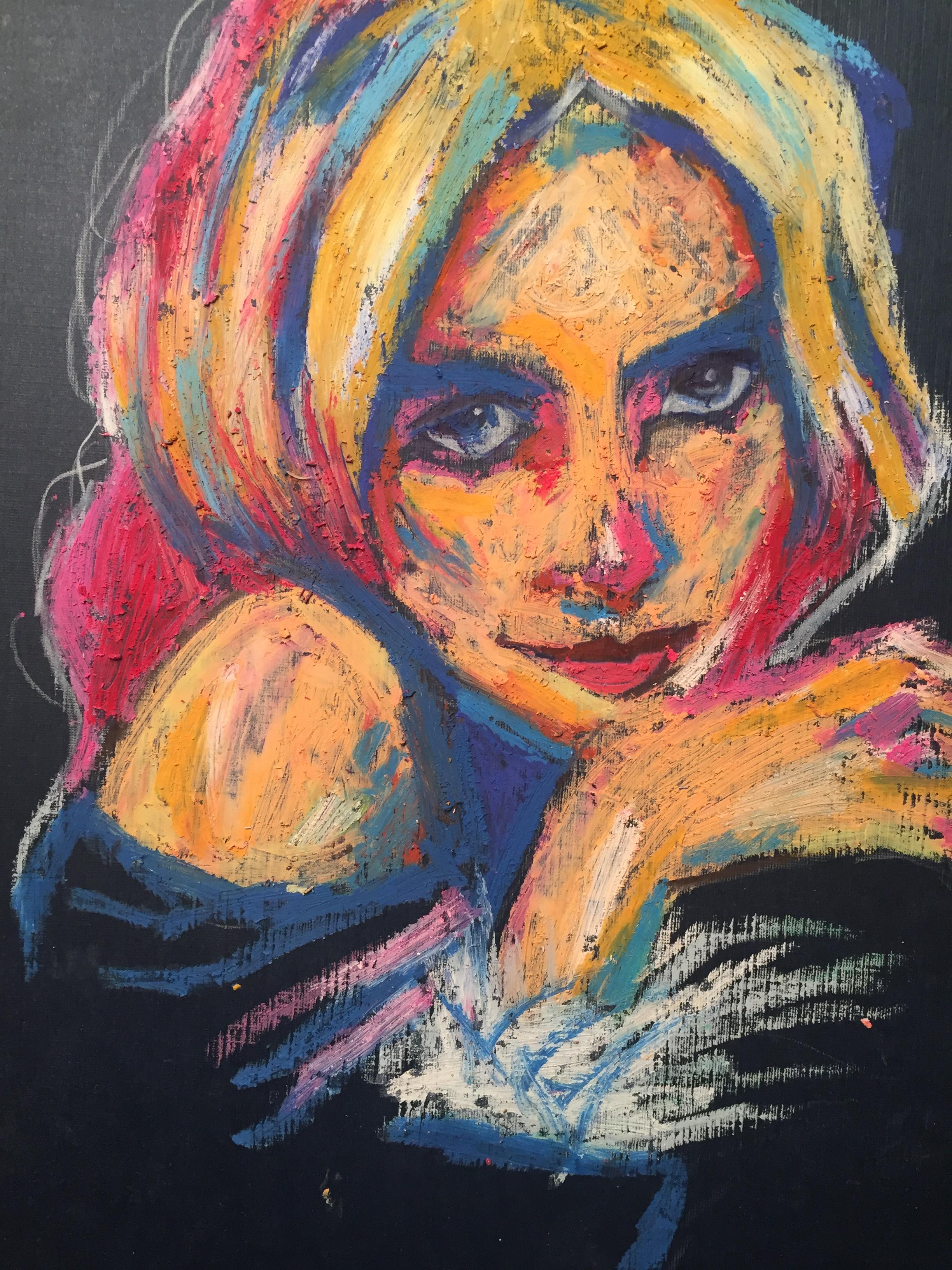 Kaleidoscope Girl, oil pastels, 9x12in r/Art