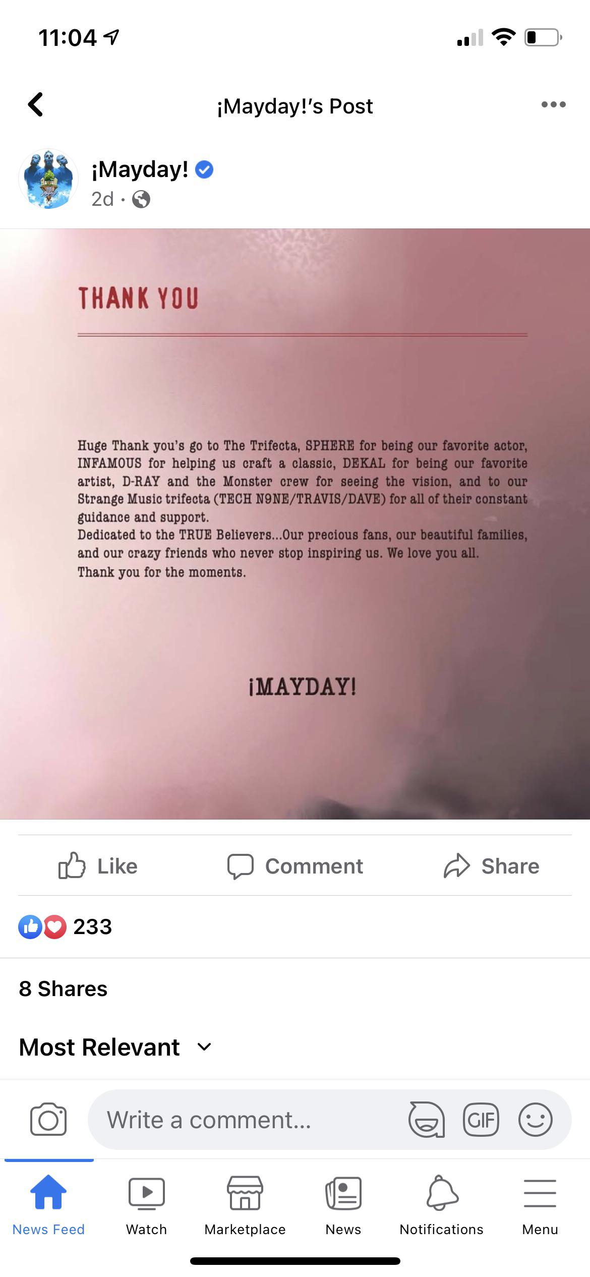 Mayday looks to be leaving Strange Music as well. 😥 r/techn9ne