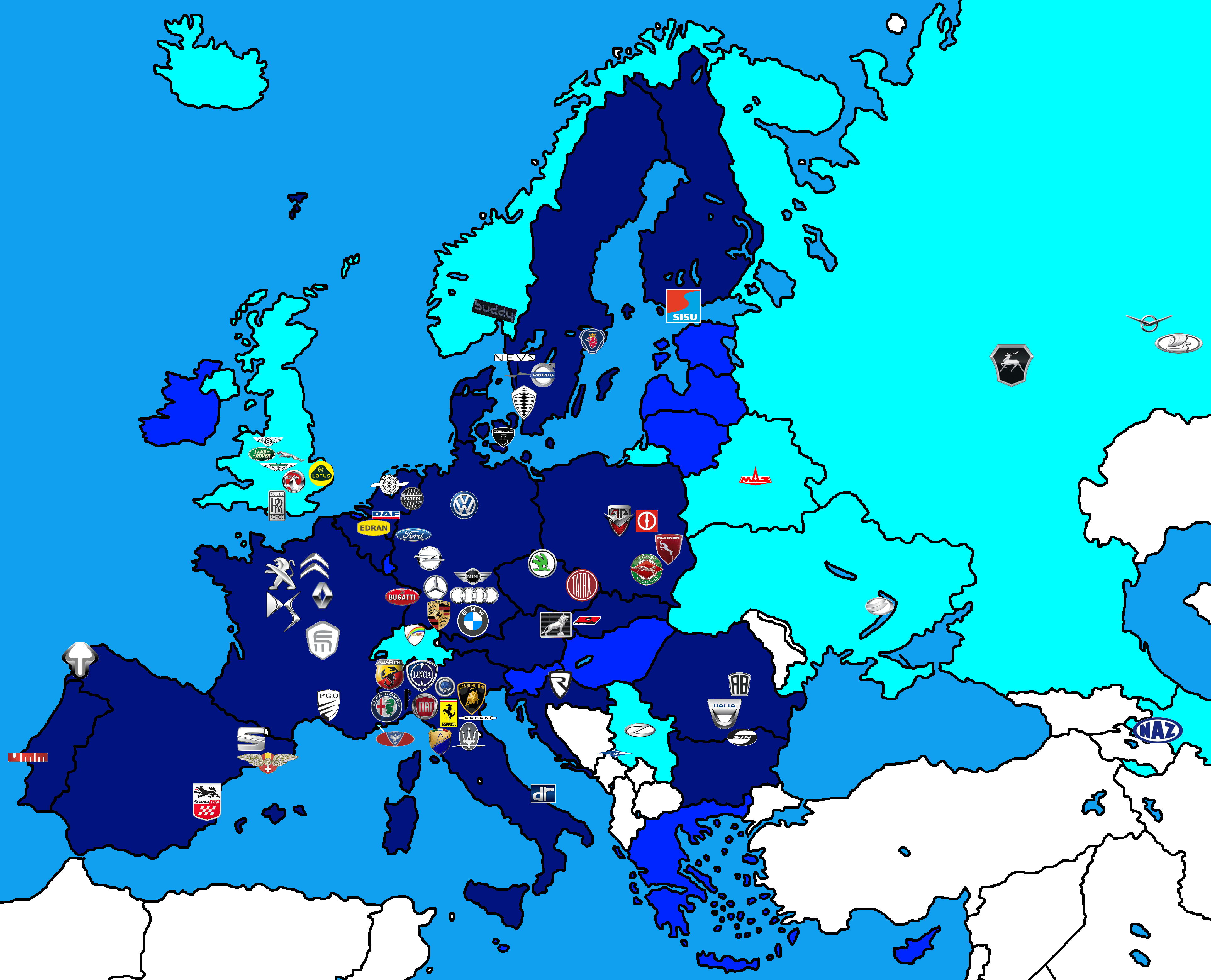 European car brands and their headquarters (roughly) r/europe