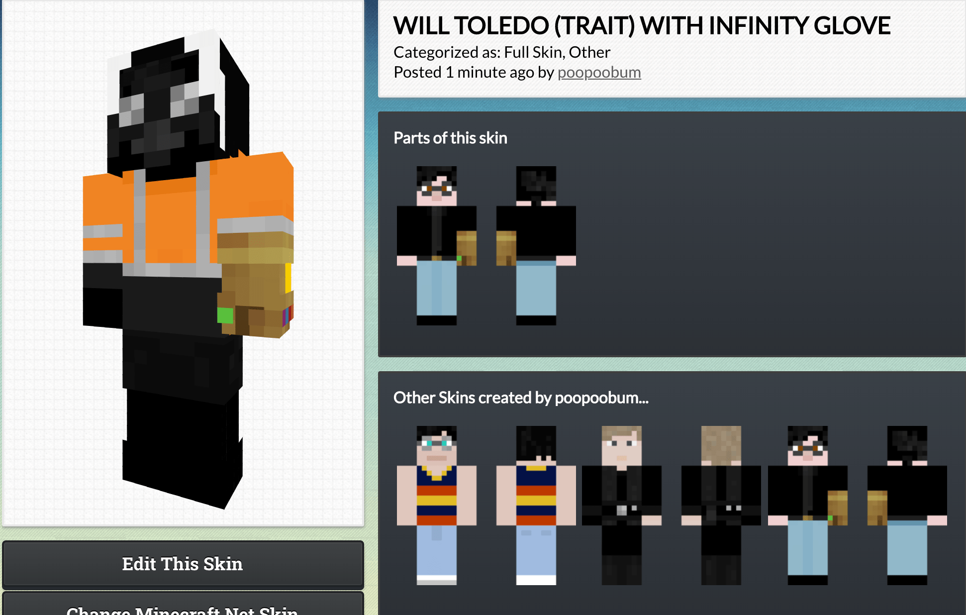 Updated Minecraft skin Persona Trait with the all powerful, all