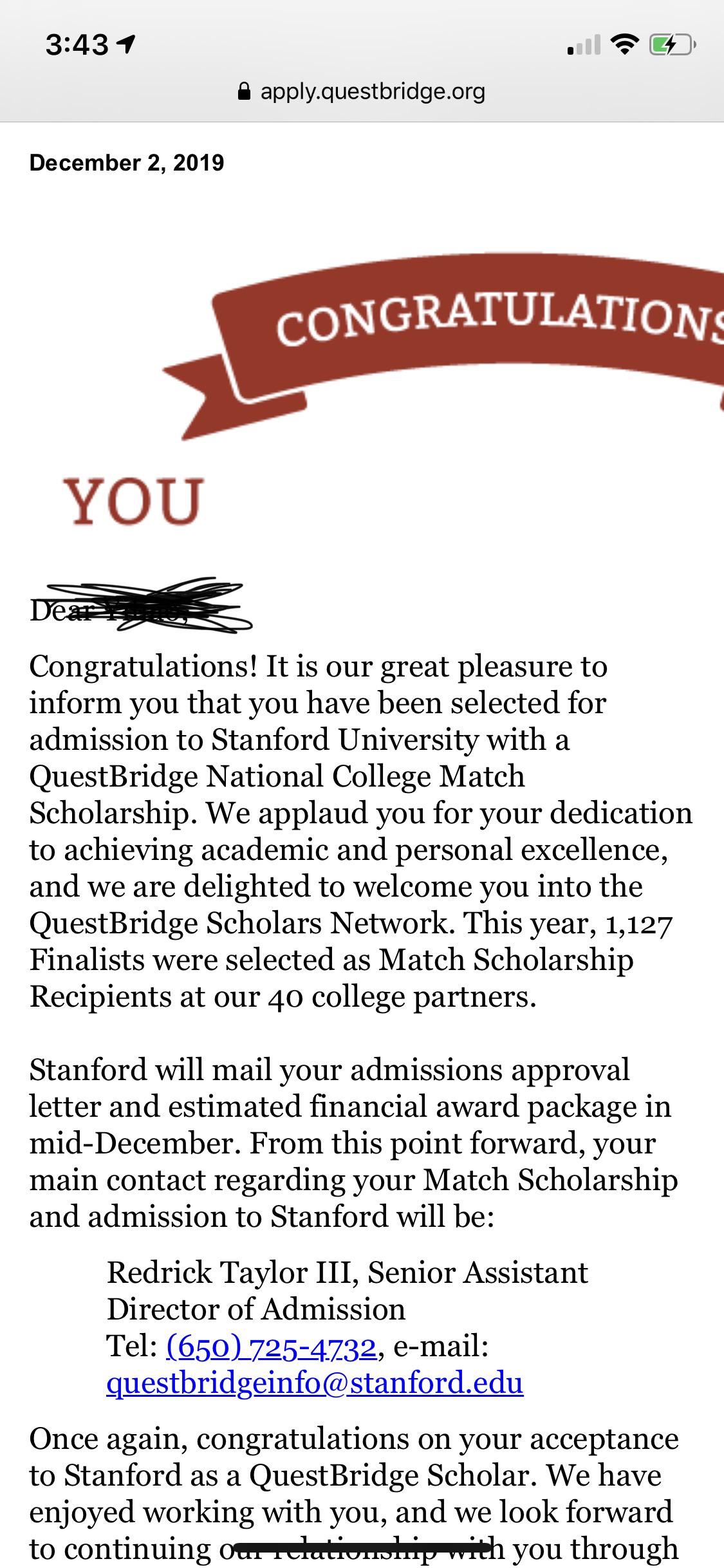 To those wondering what a “matched” email would look like. I’m so happy