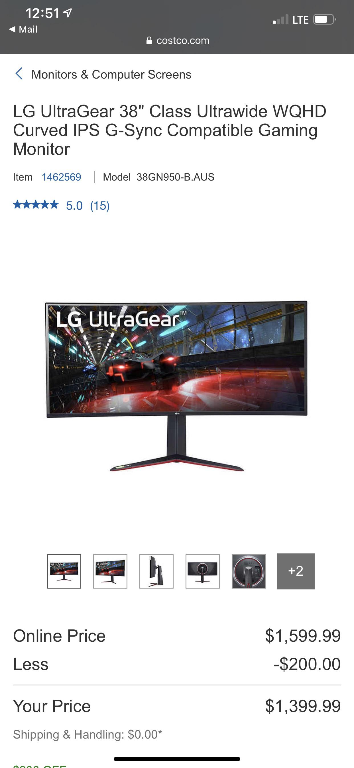 LG 38gn950 is 200 off at Costco until 922 r/Monitors