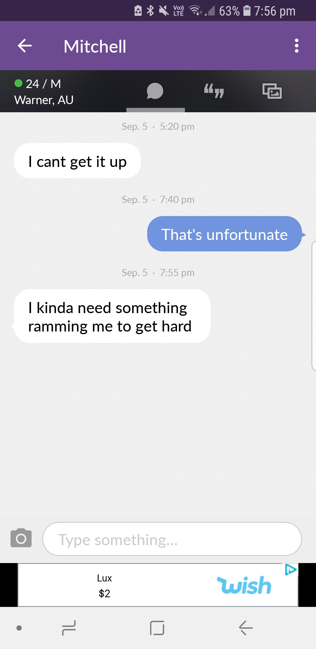 An interesting first message... meetme