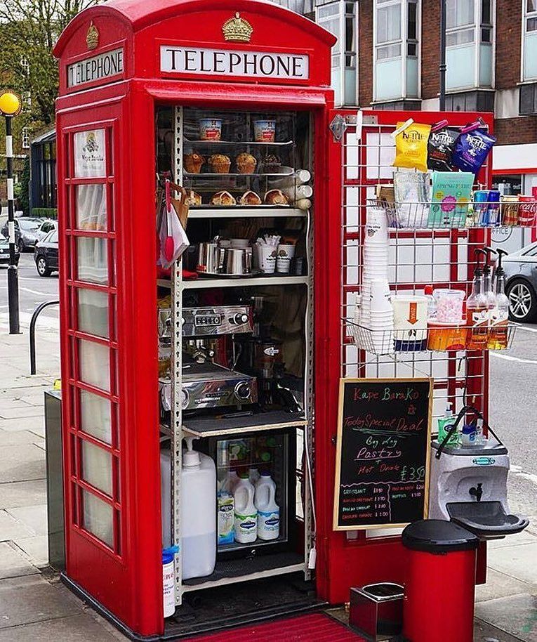 London's iconic telephone booth turned into a coffee shop r/pics