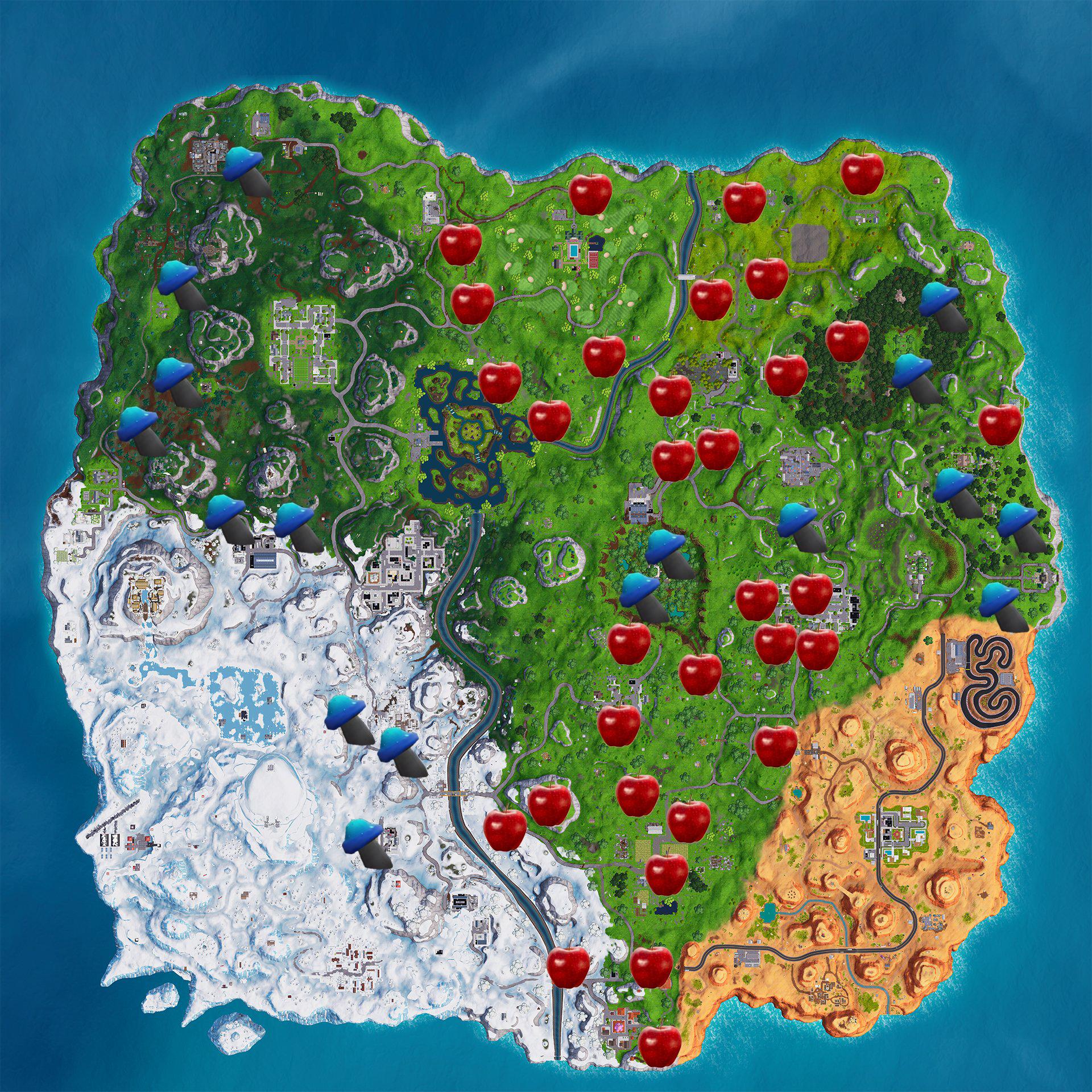 All Apple and Mushroom Locations r/FortNiteBR