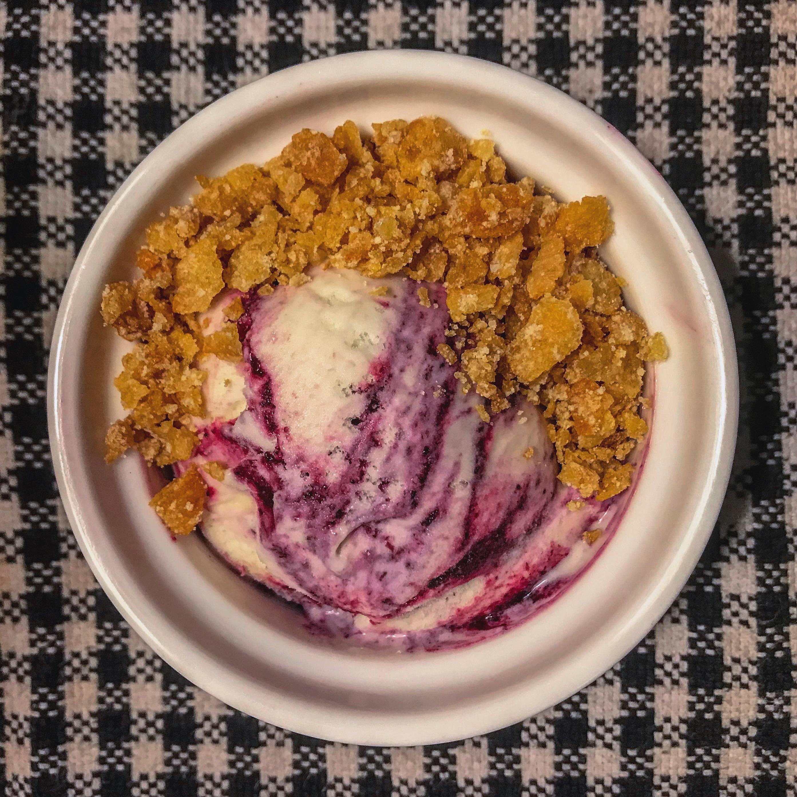 Corn Ice Cream w/ Blueberry Swirl & Corn Flakes r/icecreamery