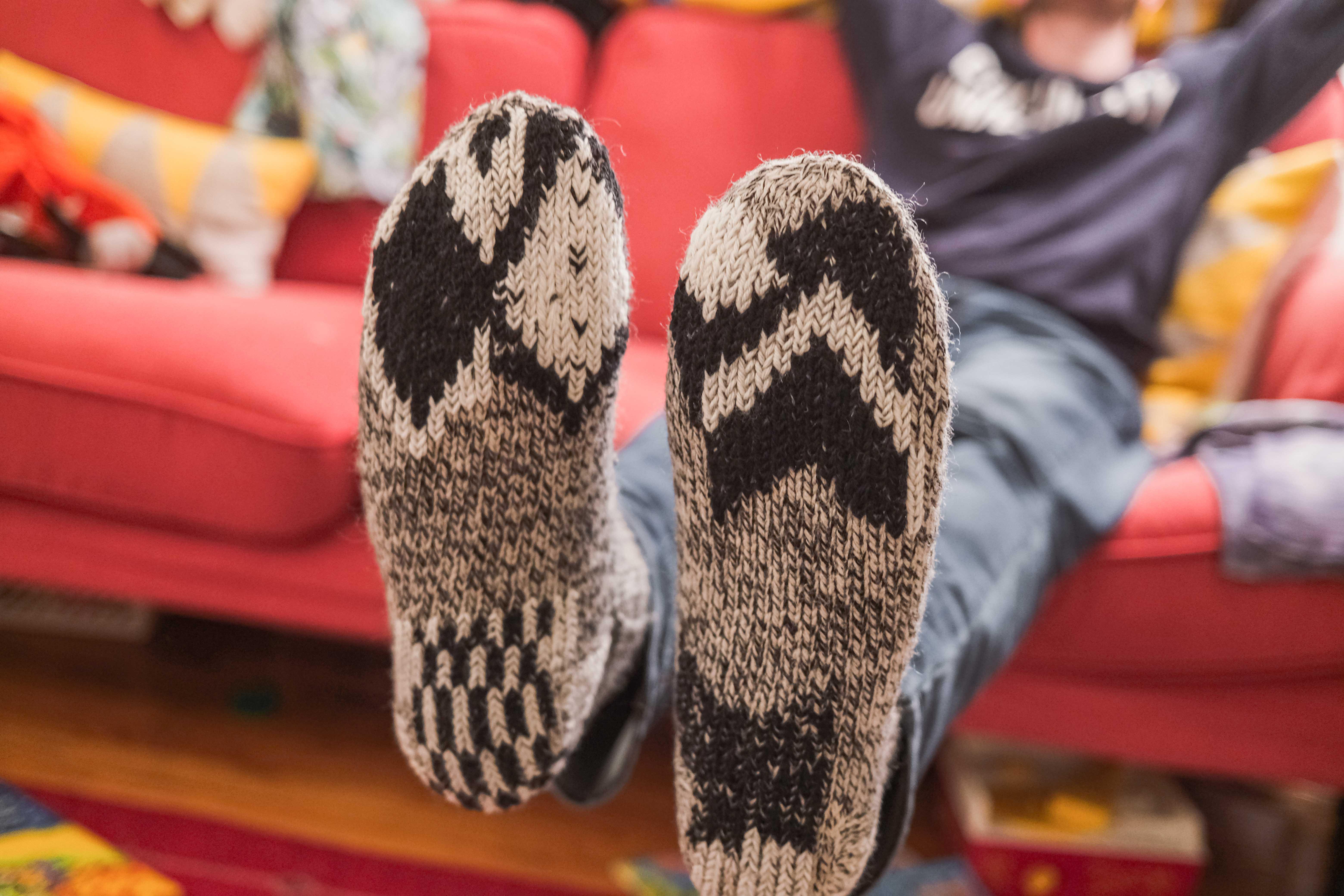 Just learned swiss darning and got wild on my husband's old wool socks