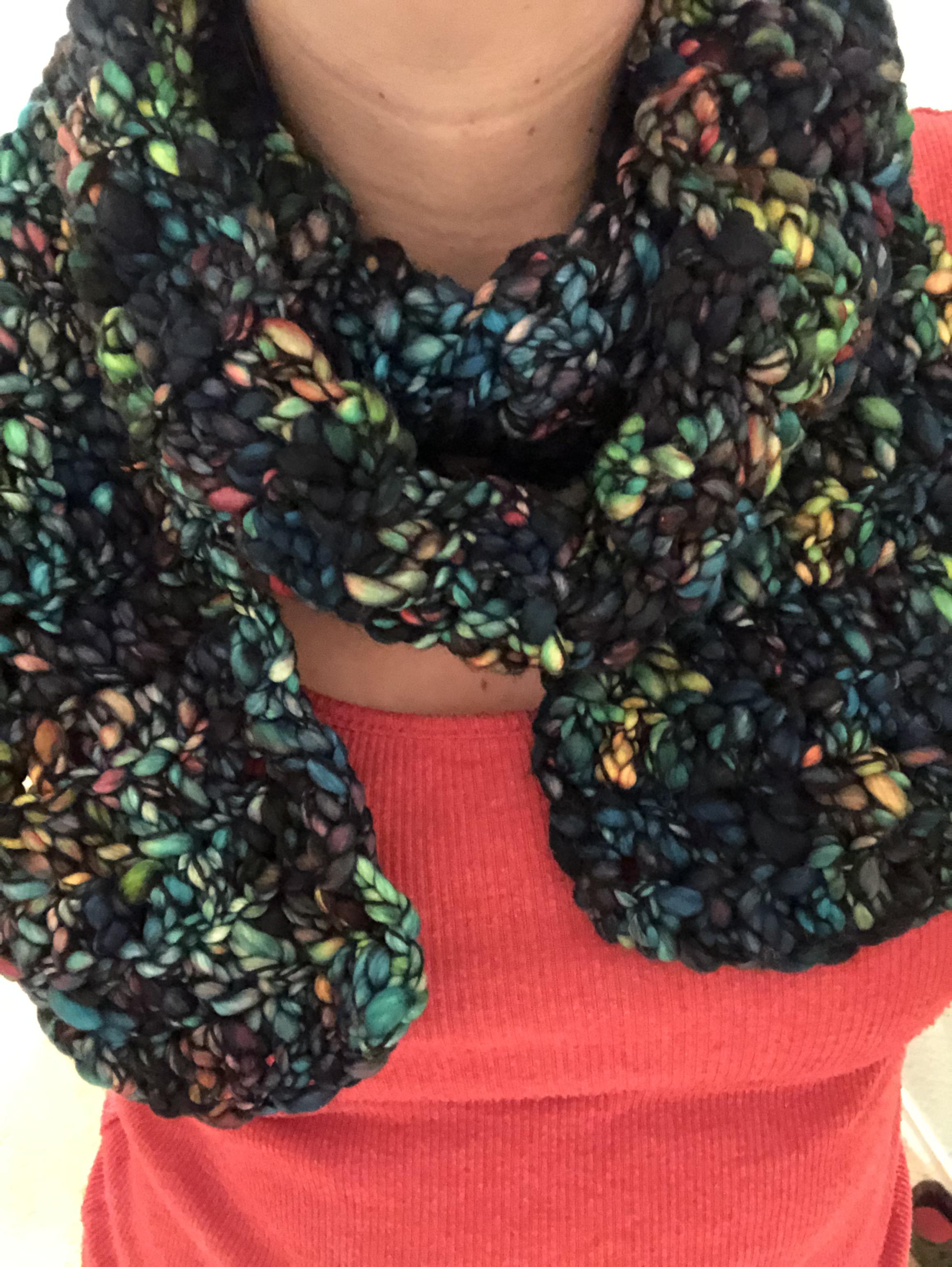 Stained glass scarf—I’m obsessed with this malabrigo yarn r/crochet