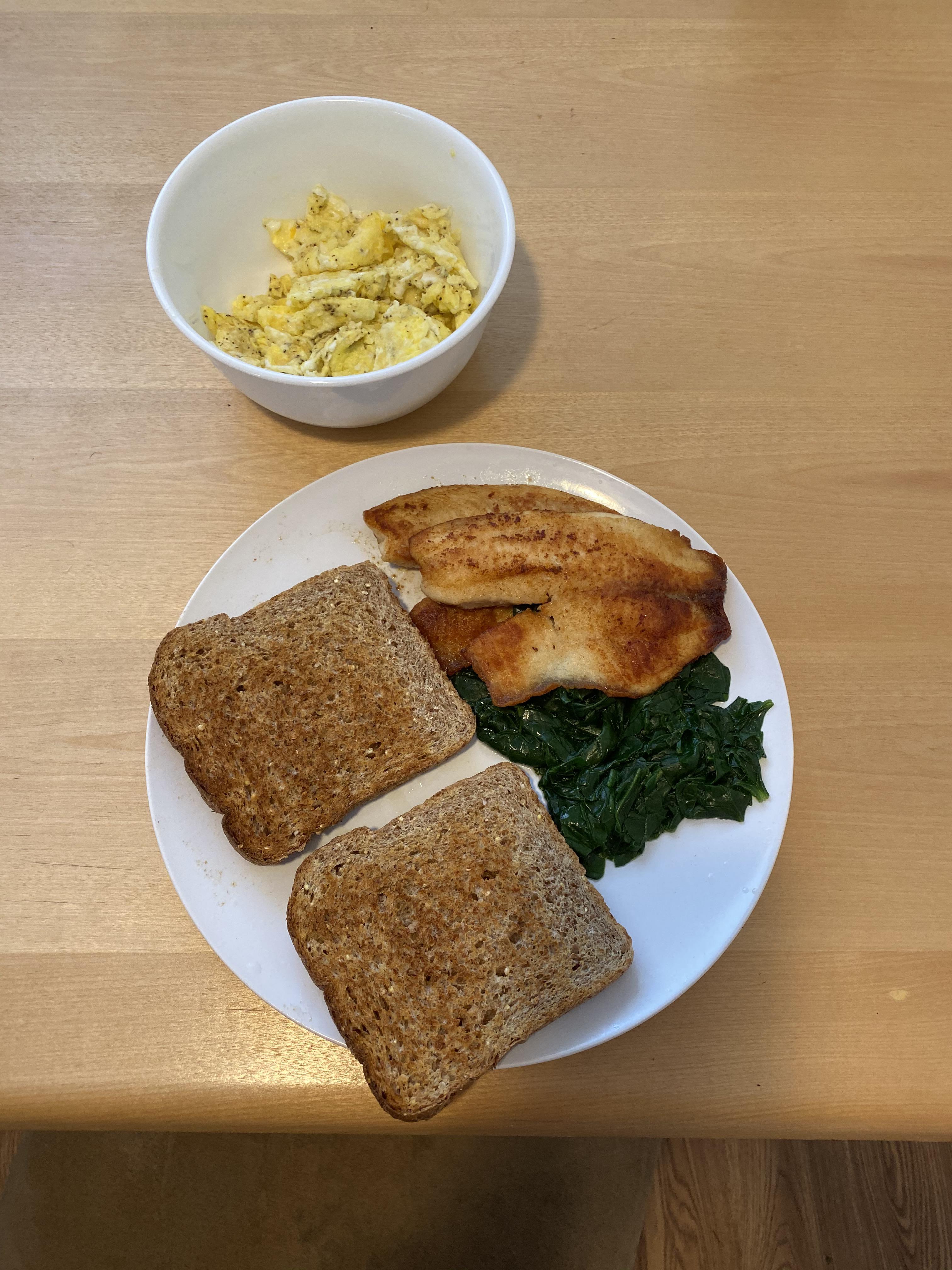 4 Large Eggs (280 cals) + 2 Slices of Ezekiel Toast (160 cals) + 2 4 oz