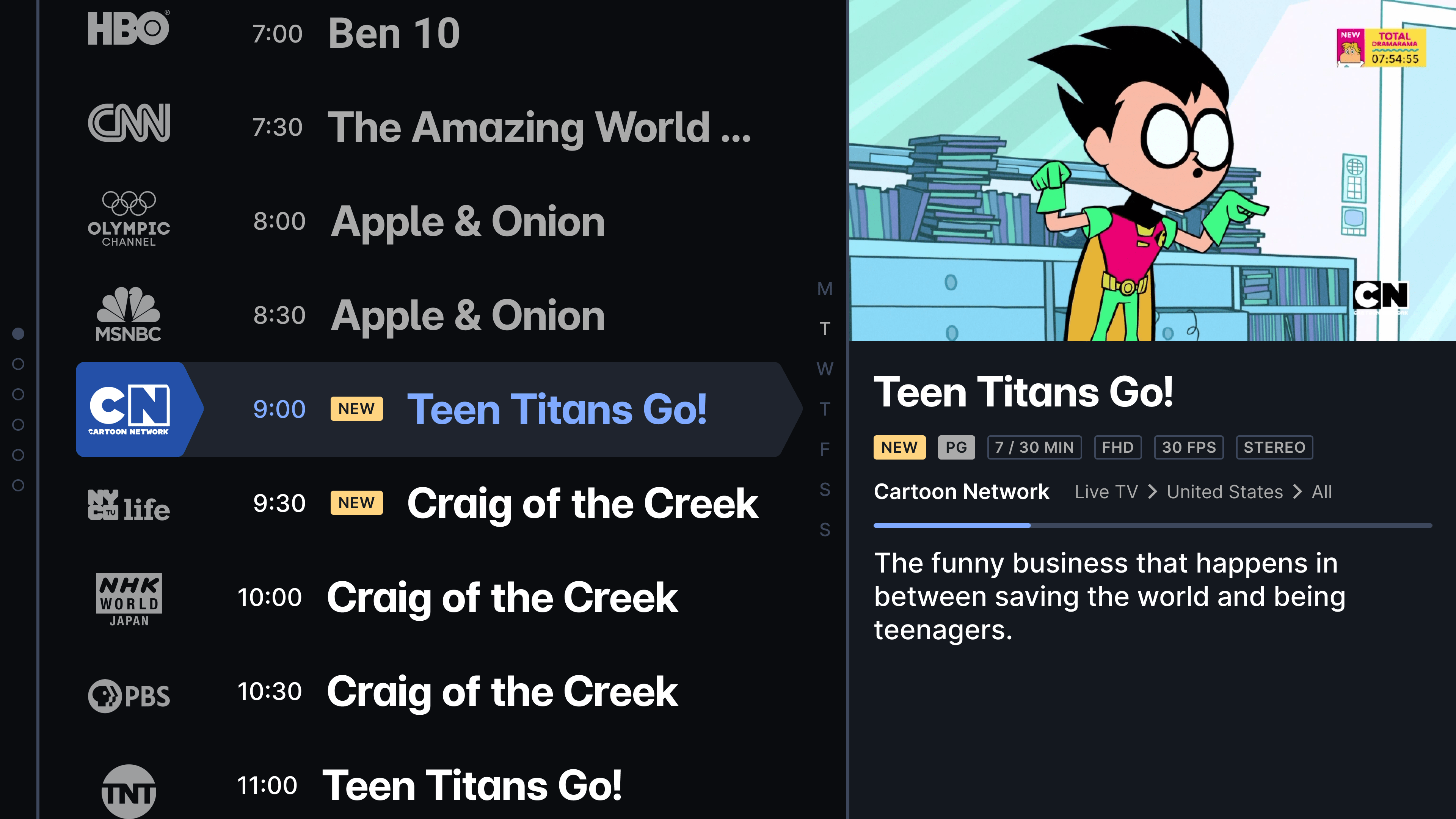 I designed a simplified interface of the Tivimate Player UI r/TiviMate