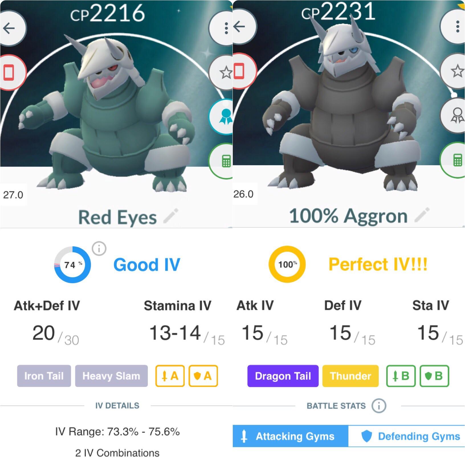Fully evolved the shiny and perfect Aron I caught yesterday! POKECOINS GENERATOR