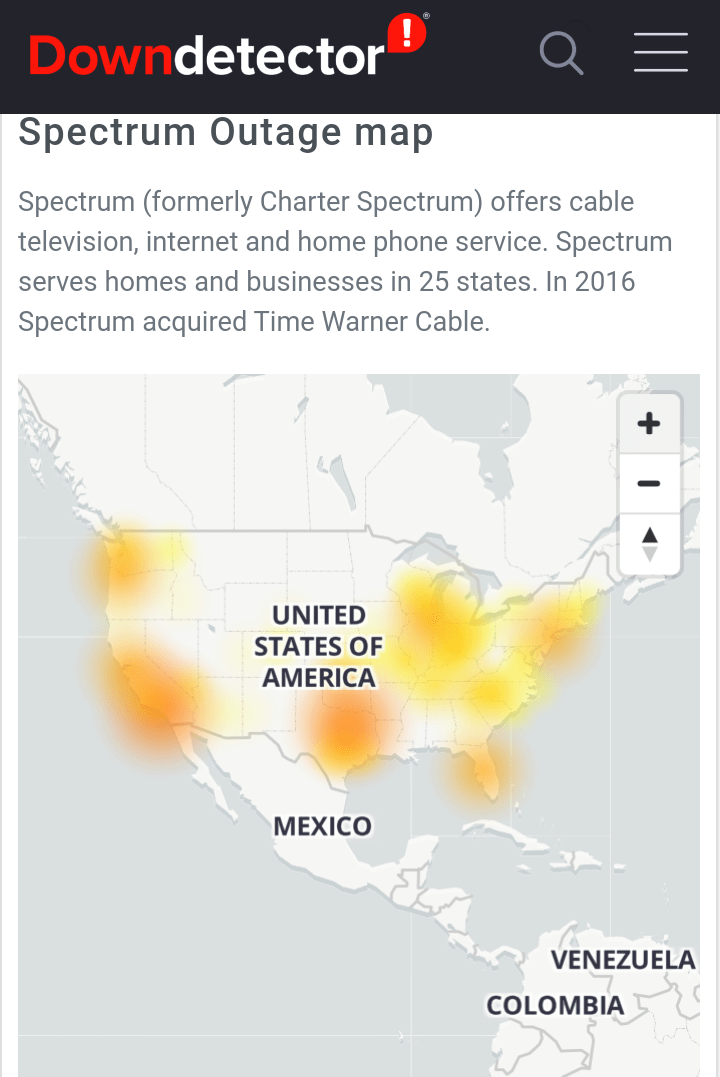 30 min interruption in Spectrum service, checked downdetector r