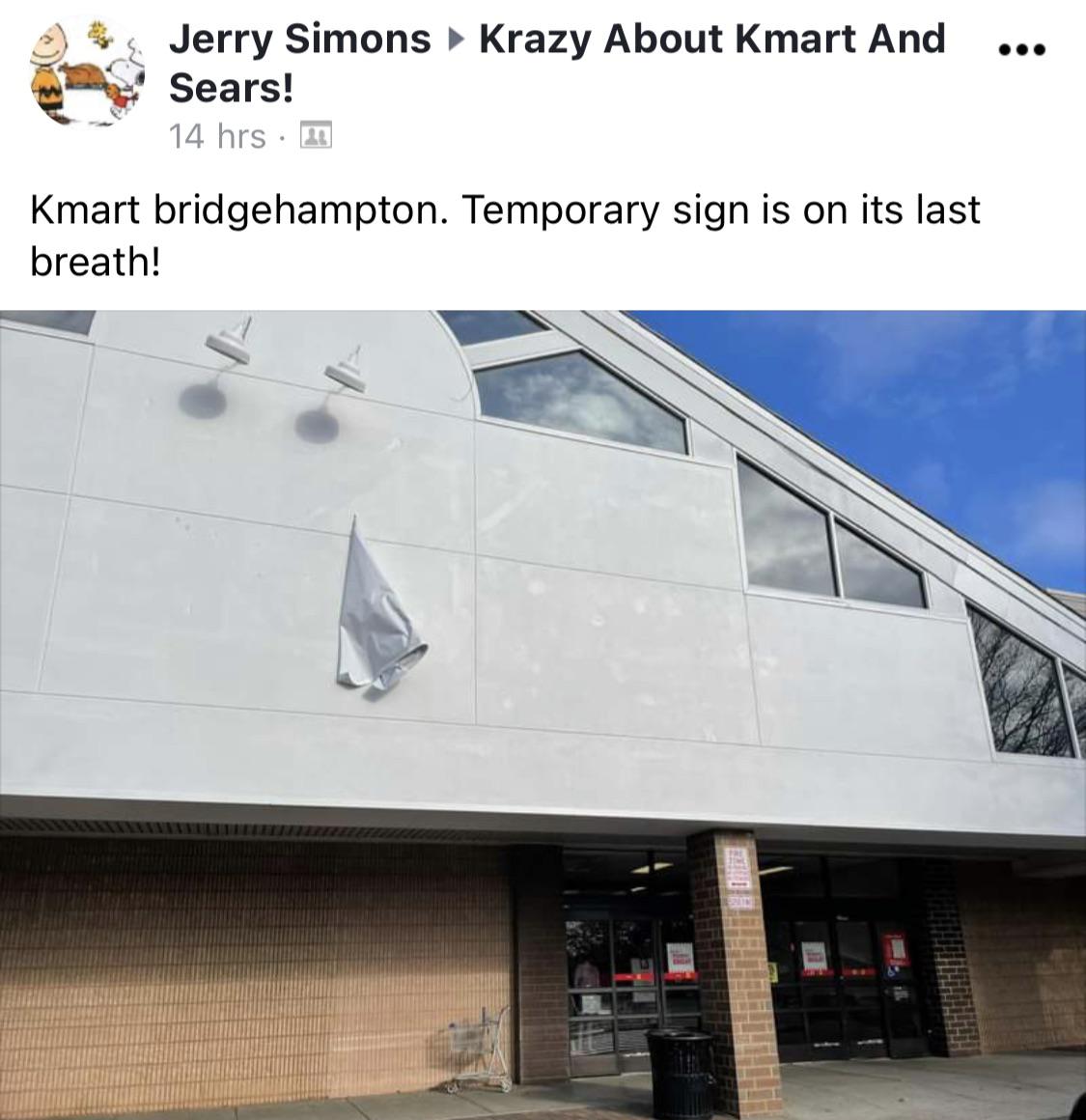 Still no permanent sign installed at Bridgehampton (from a Kmart